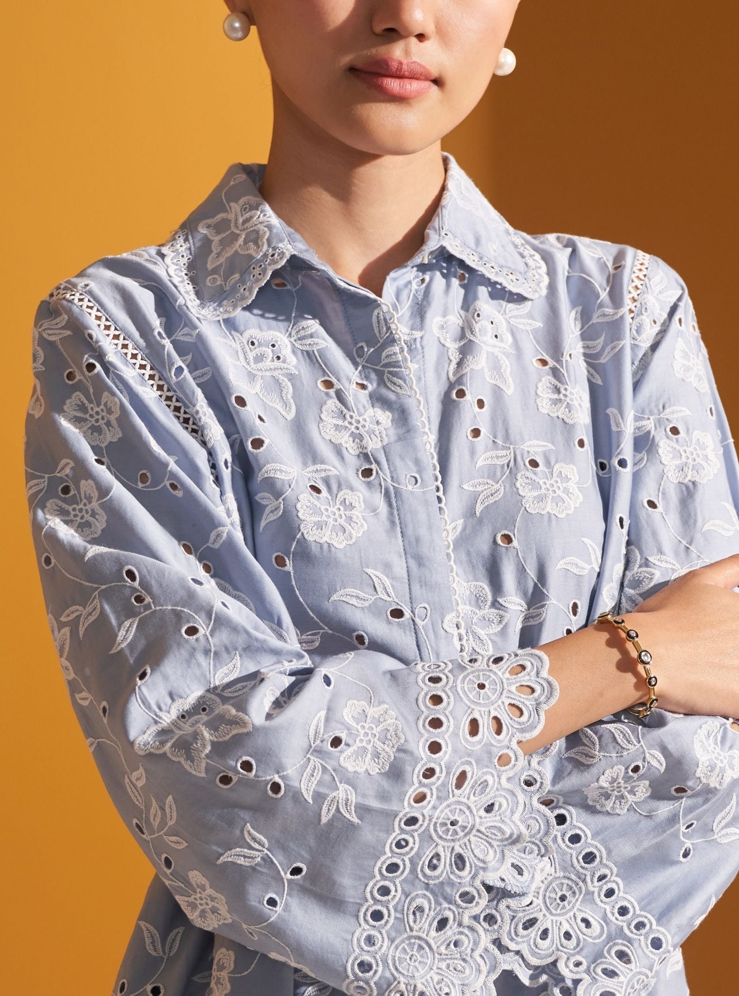 Victoria Pima Satin Blue Co-ord Set