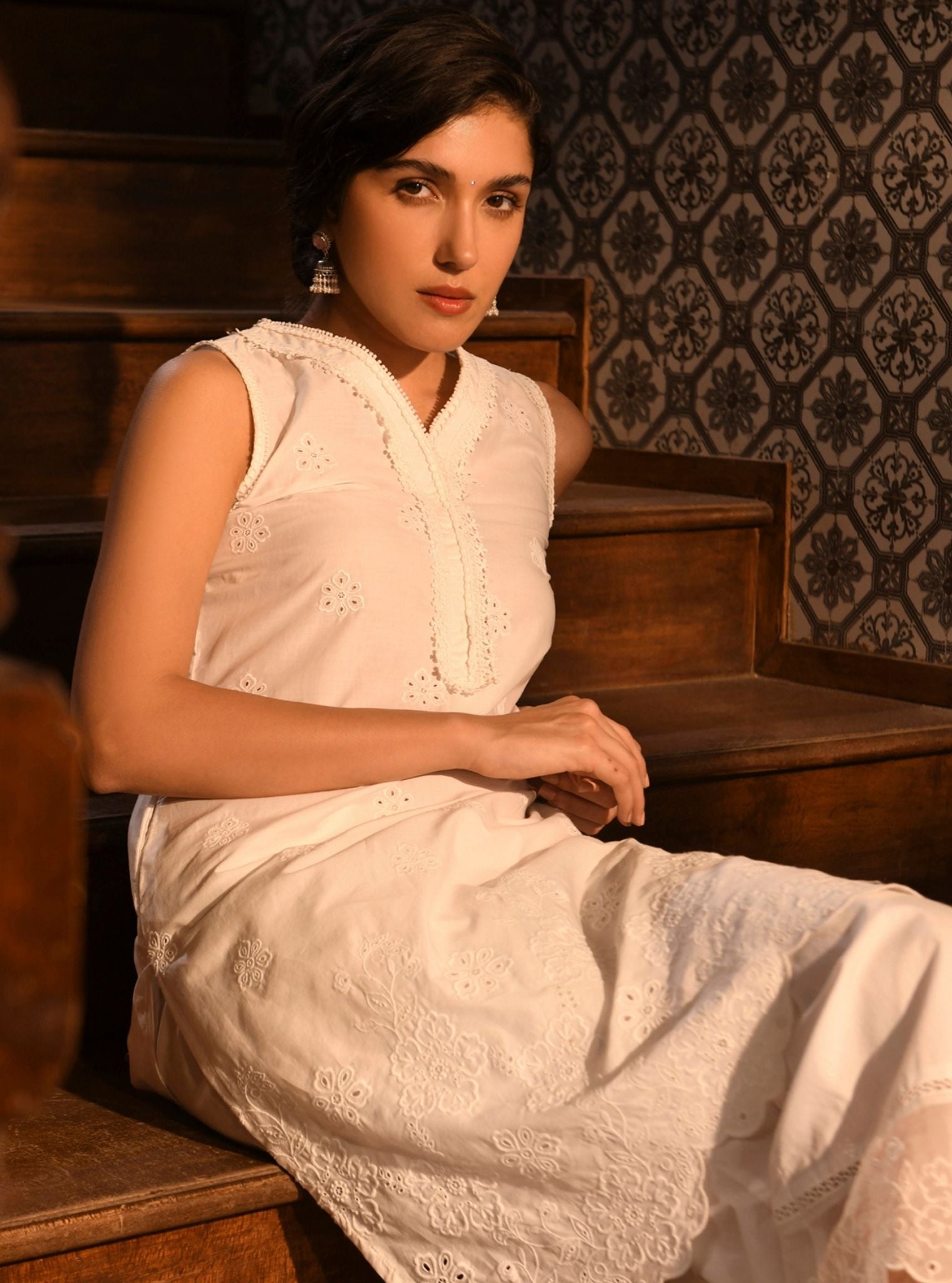 Tesni Supima Cotton White Kurta Set