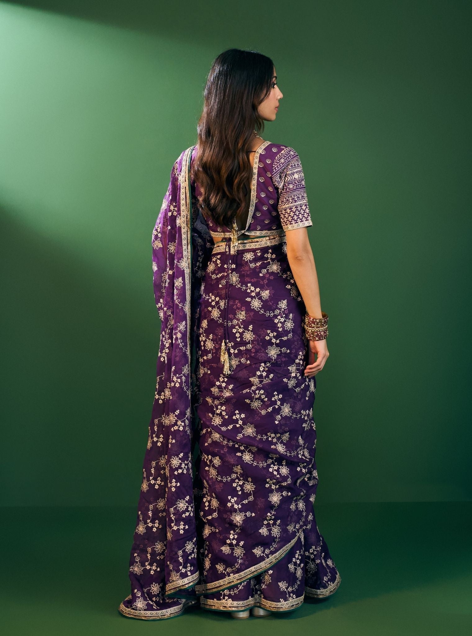 Kavya Organza Purple Saree