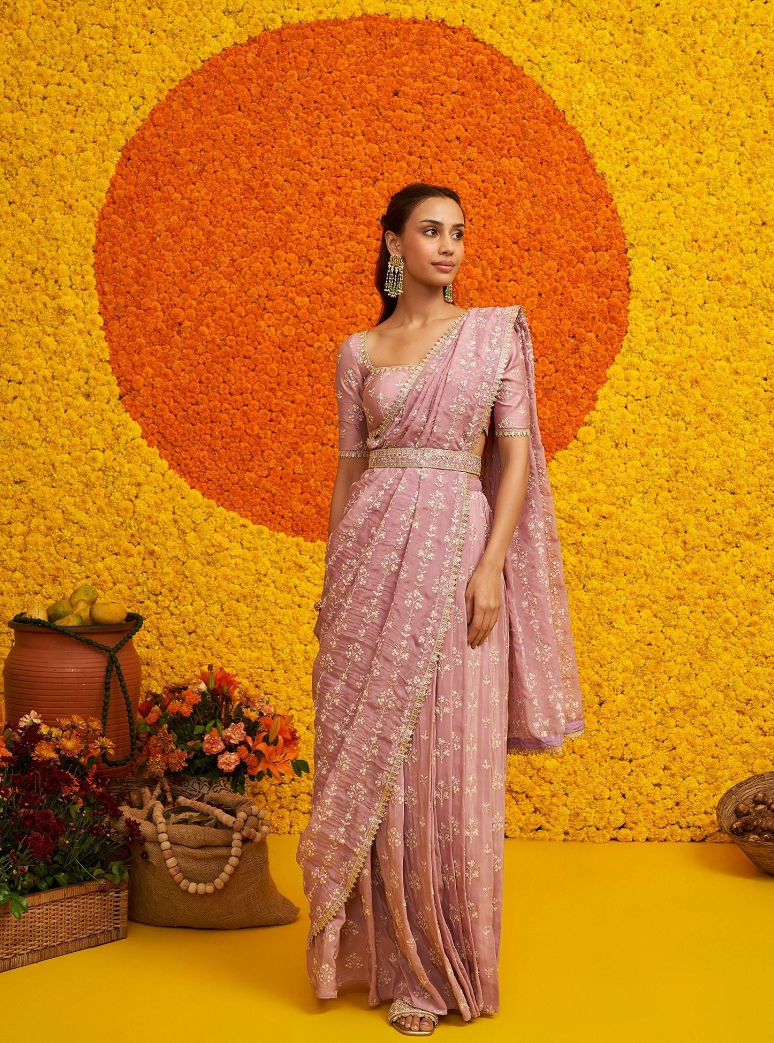 Sohneya Organza + Crepe Lilac Saree