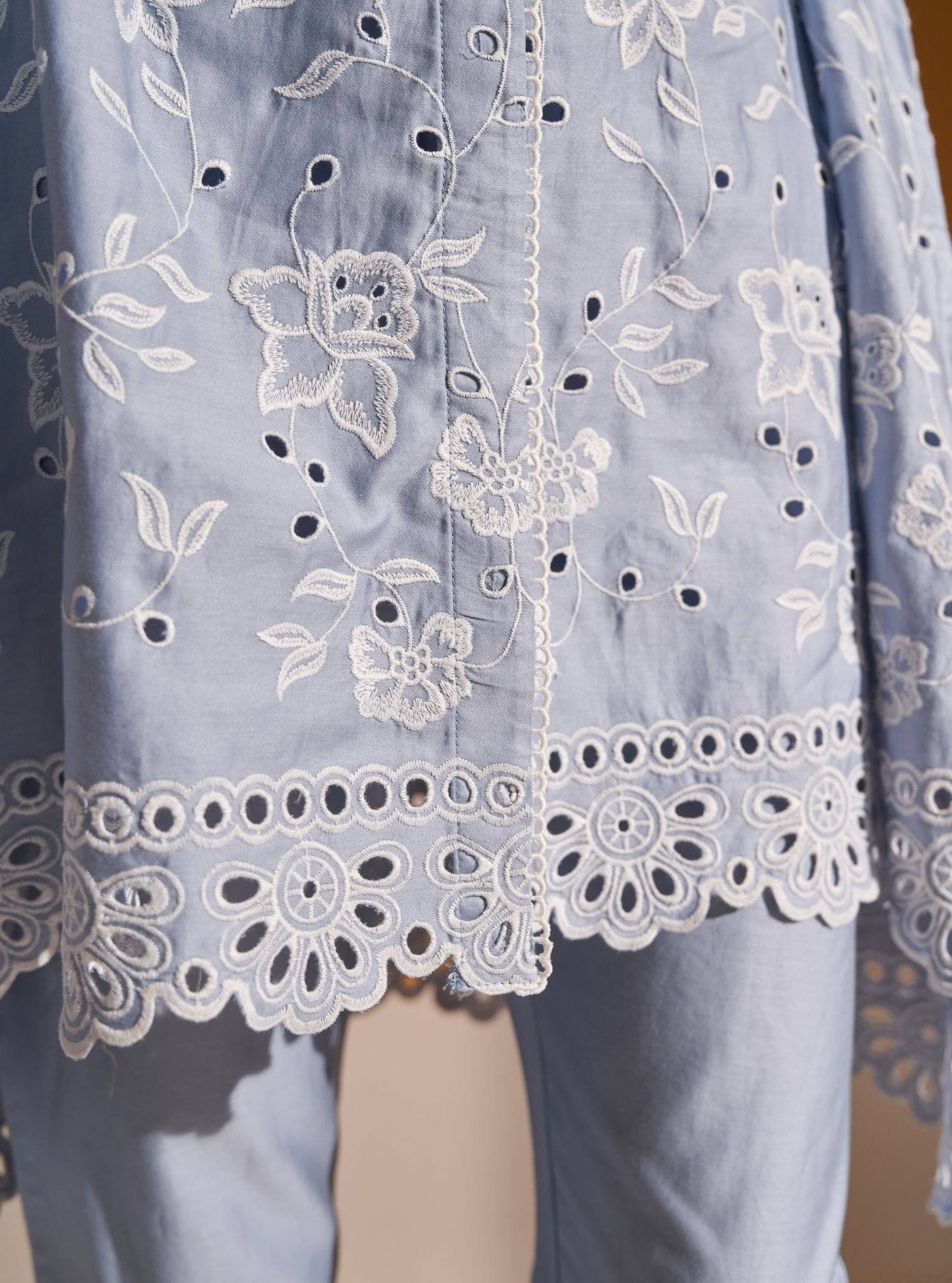 Victoria Pima Satin Blue Co-ord Set