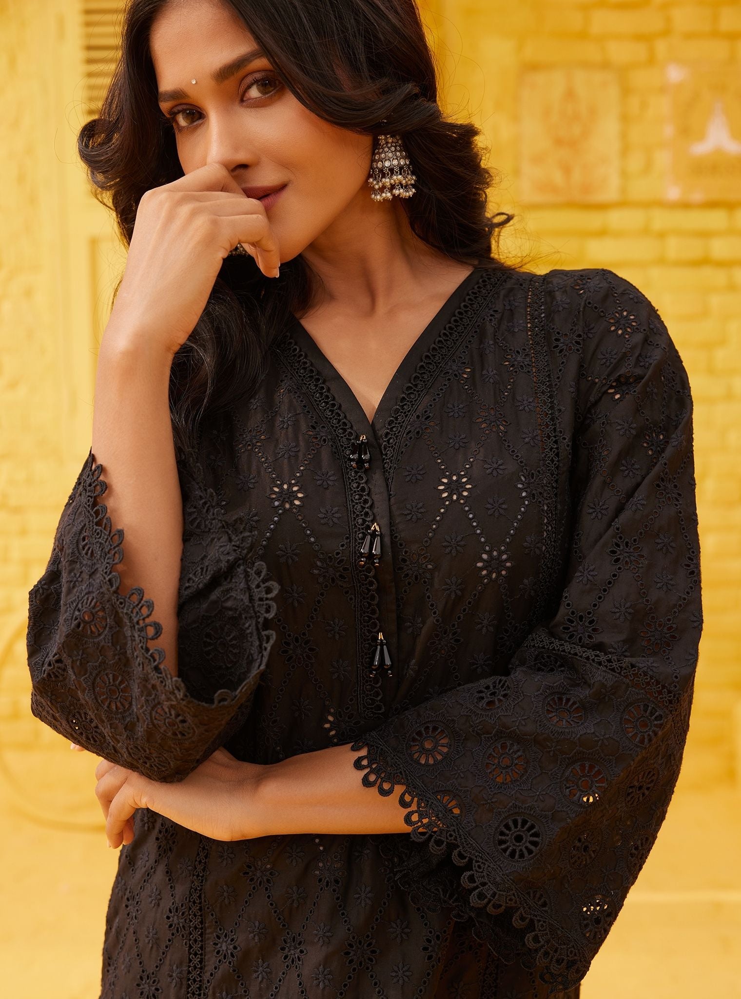 Asti Supima Cotton Black Kurta Set