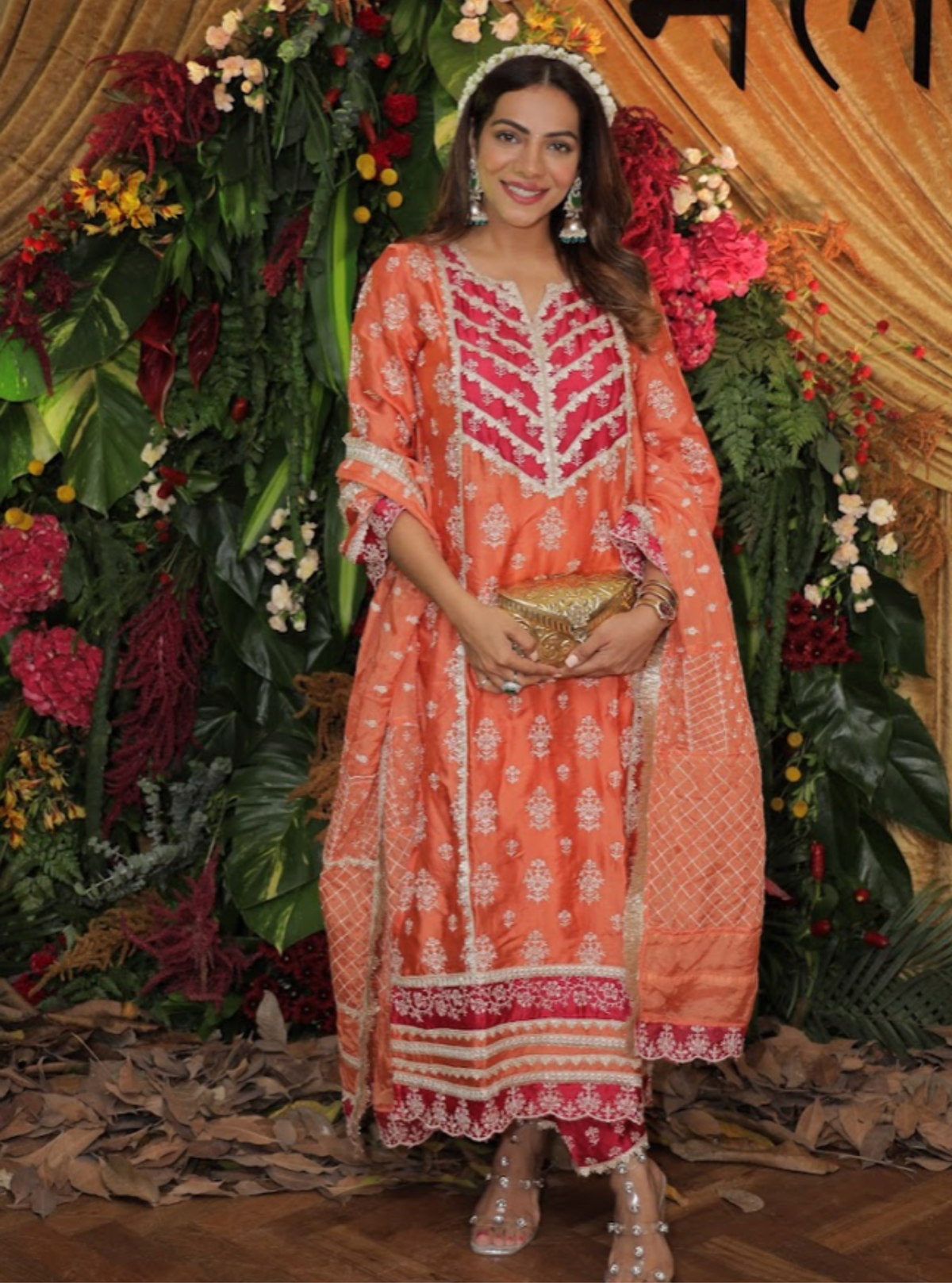 Shubh Organza Satin Burnt Orange Set