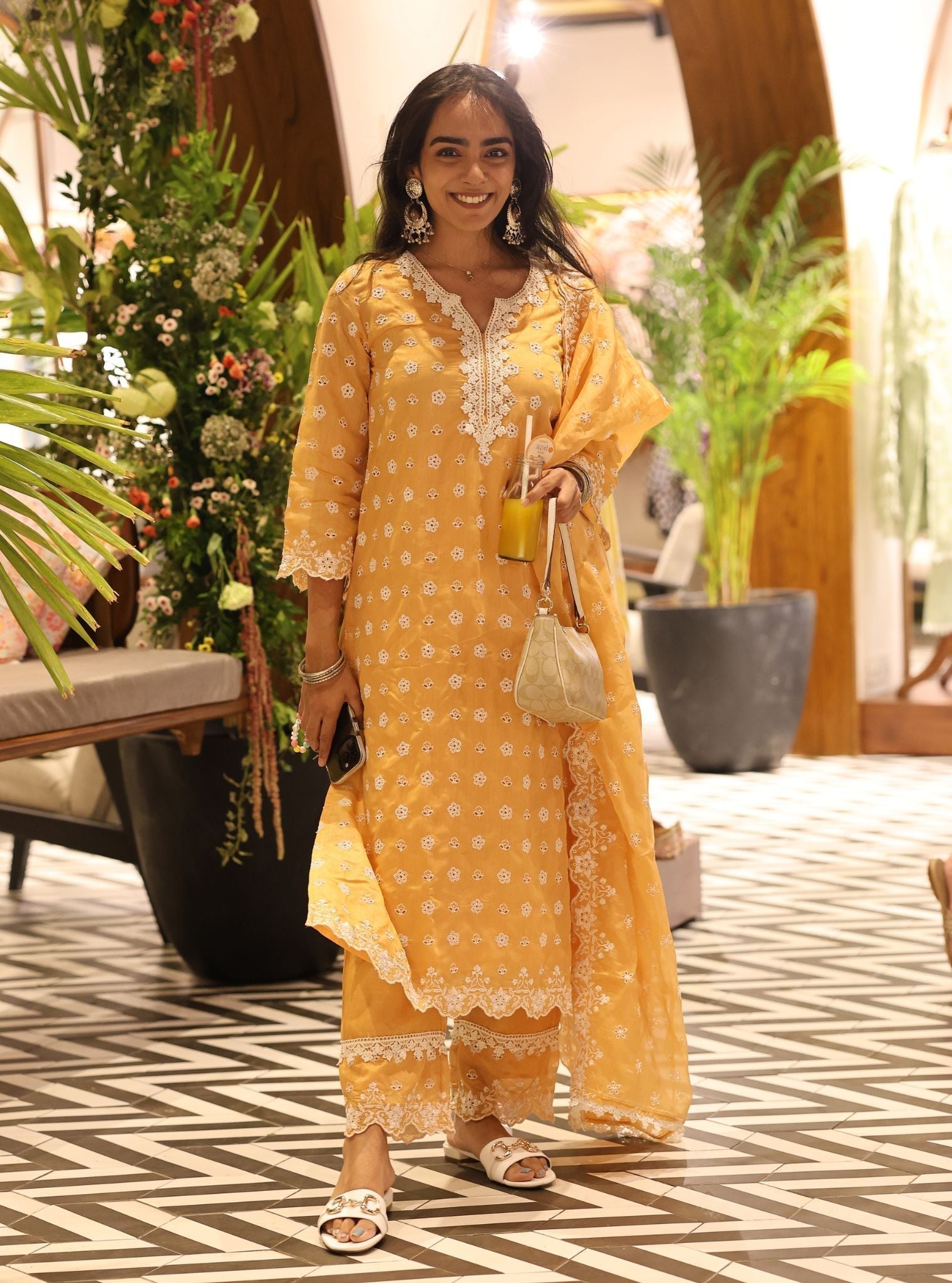 Miri Chanderi Orange Kurta Set