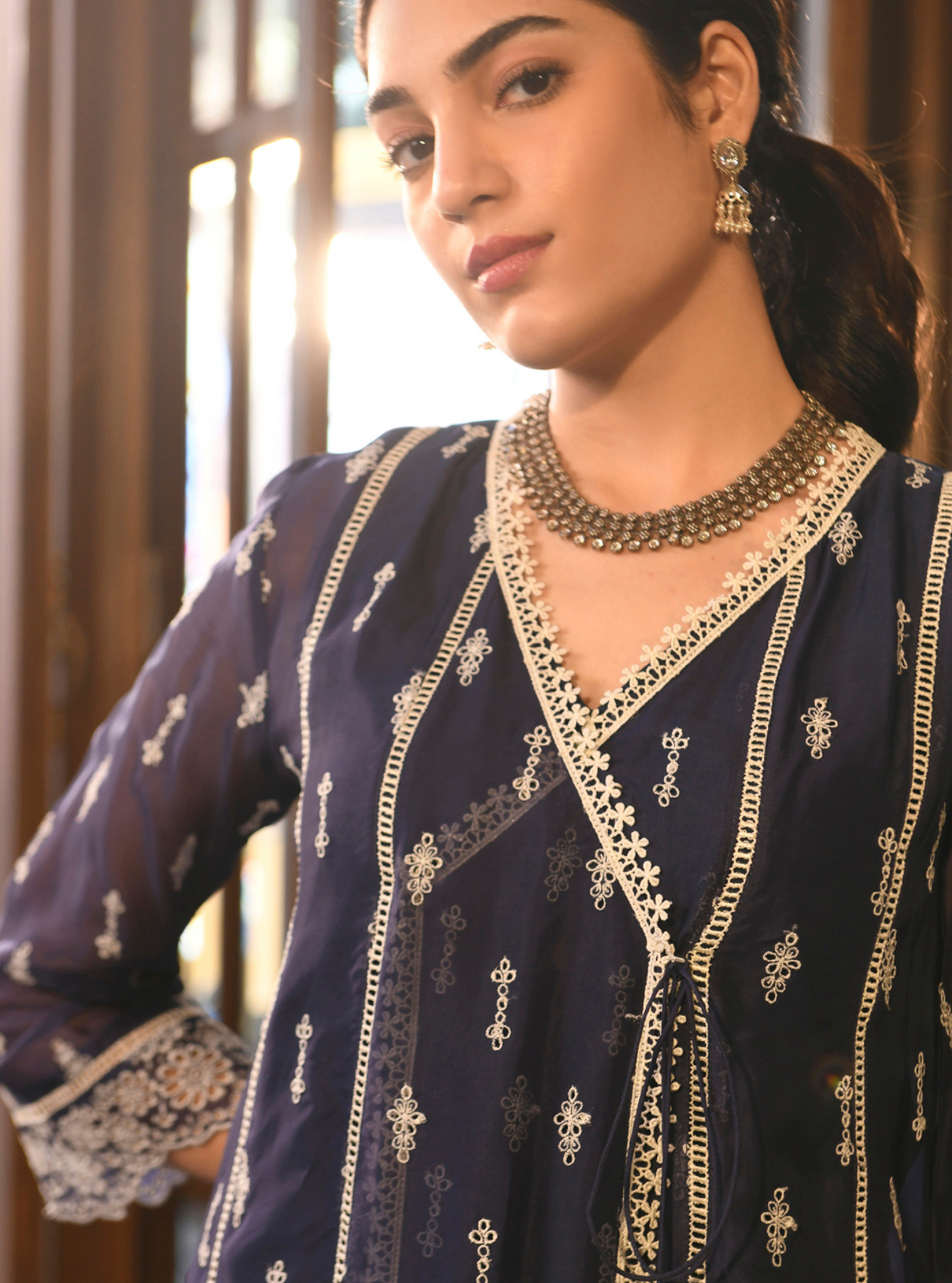 Pure Silver Pushp Necklace