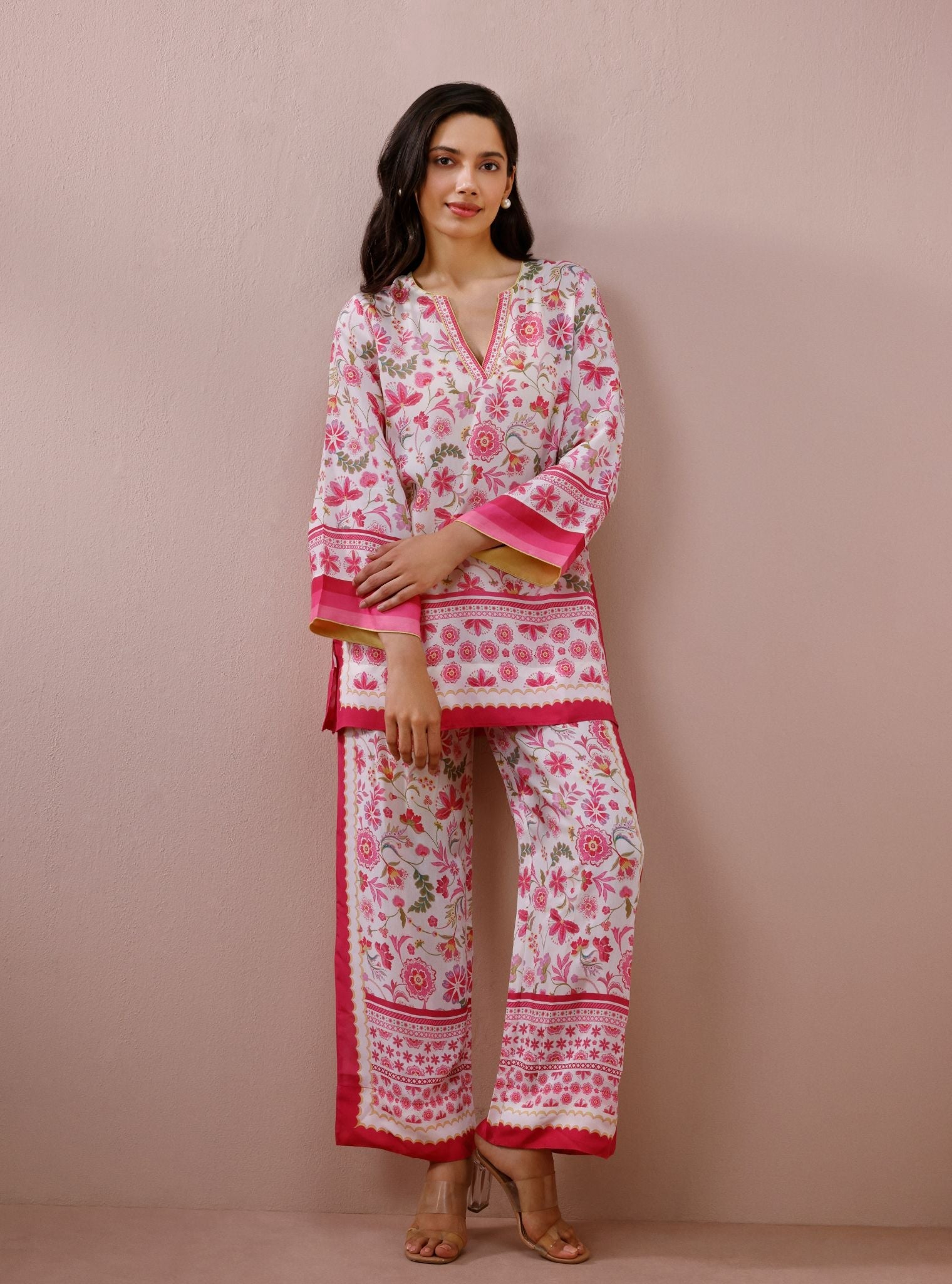 Saurmi Lawn White & Pink Co-ord Set