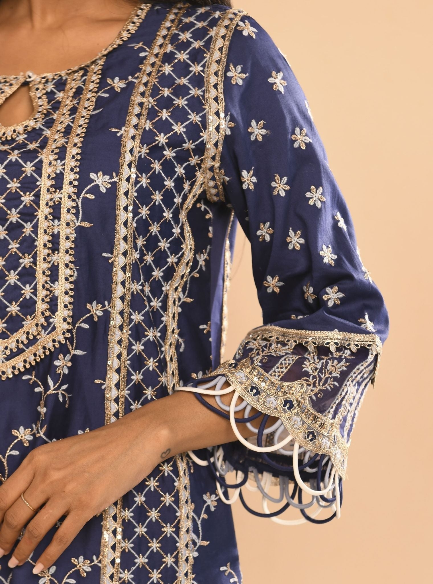 Briti Pima Navy Kurta Set