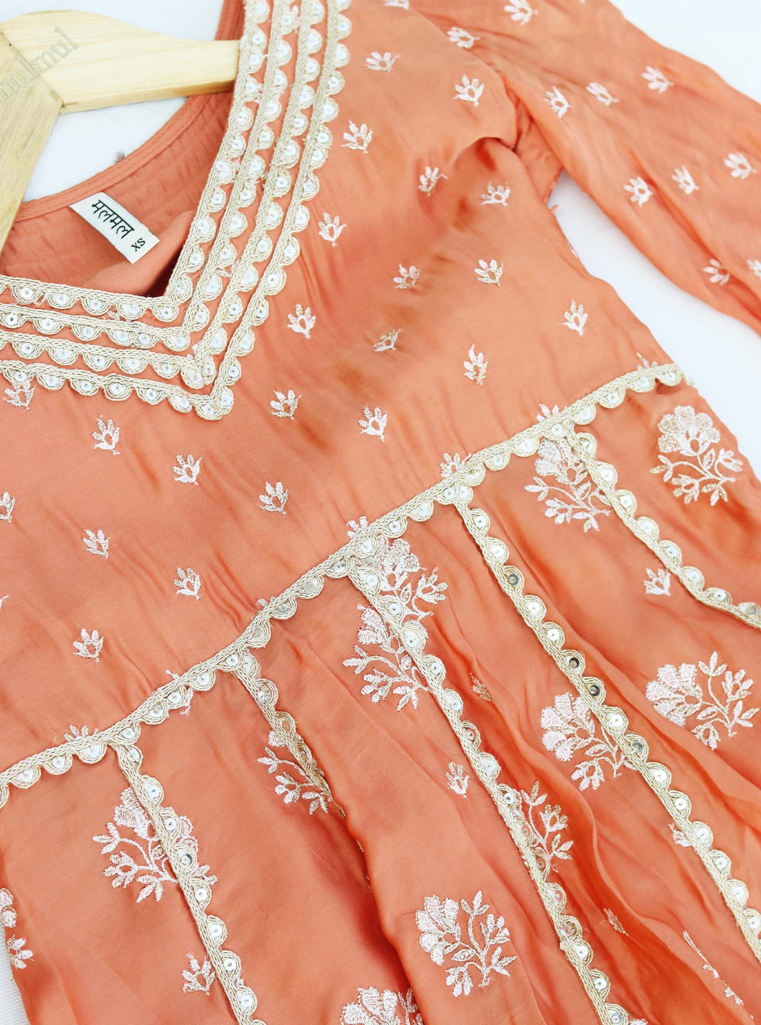 Tareefan Organza Satin Burnt Orange Anarkali Kurta Set