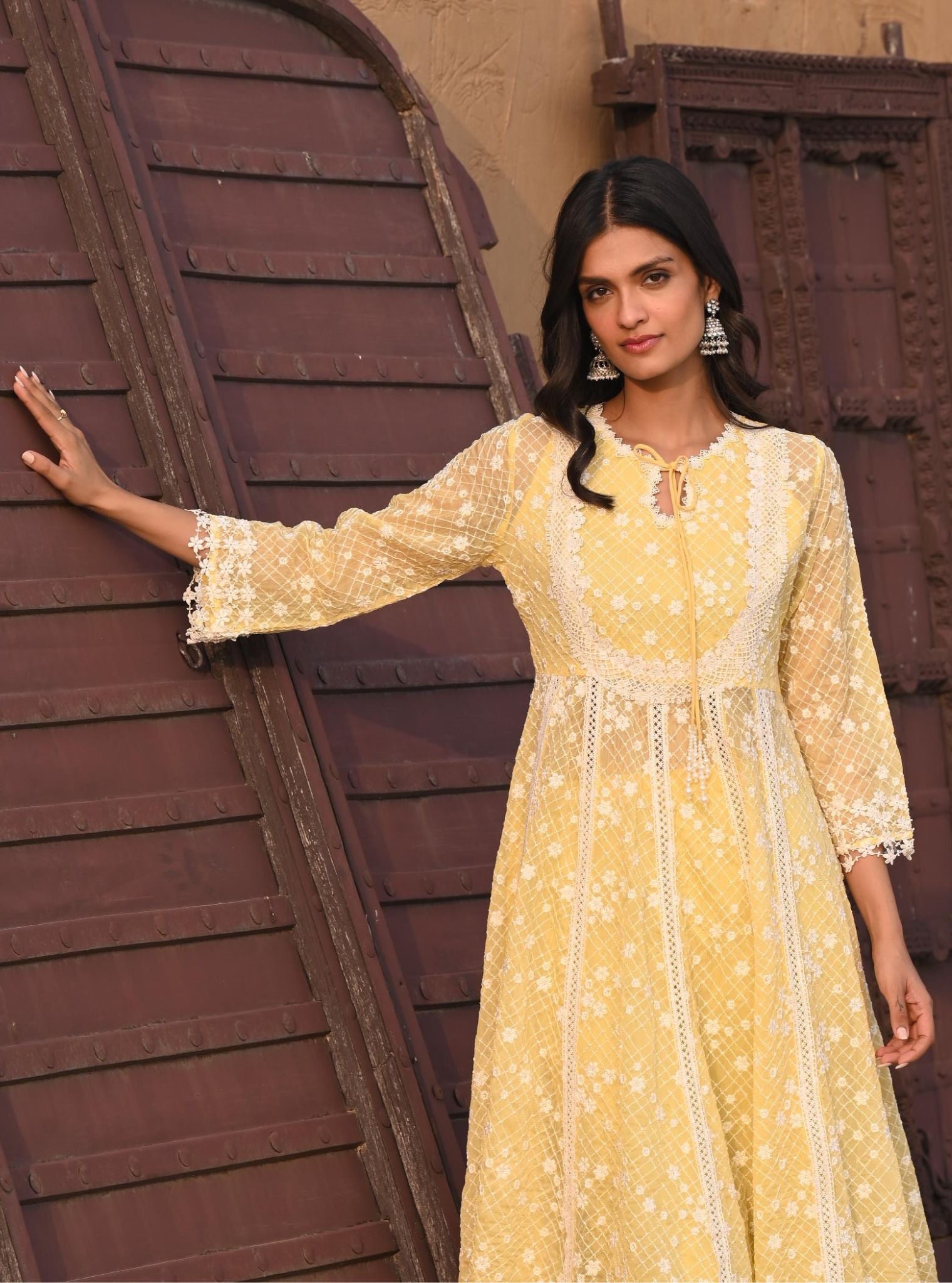 Zola Organza Yellow Anarkali Kurta Set