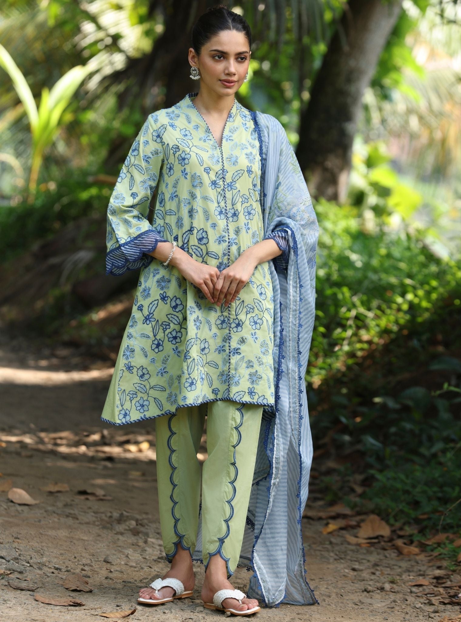 Abia Supima Cotton Light Green kurta Set