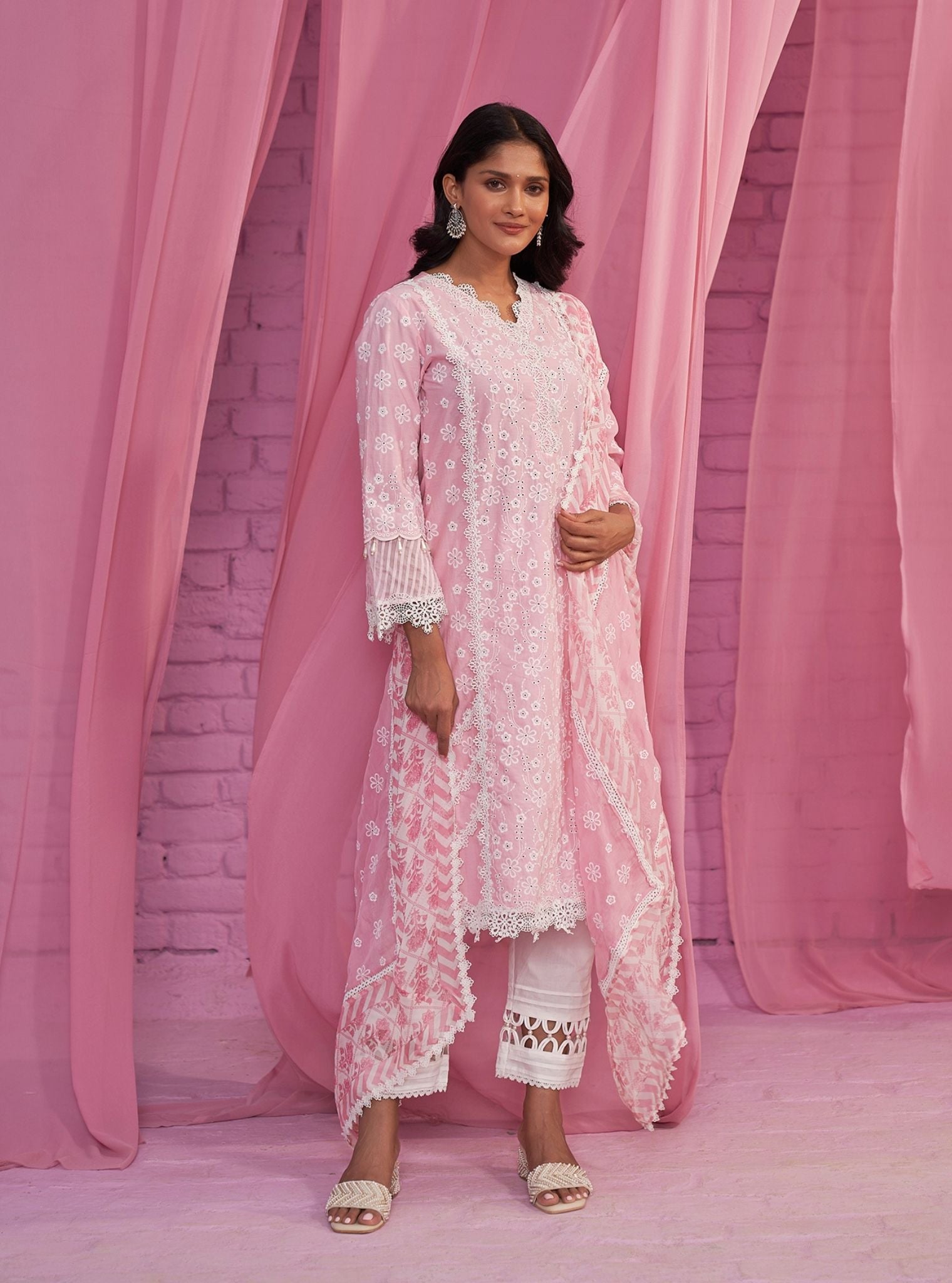 Adhira Supima Cotton Pink Kurta Set
