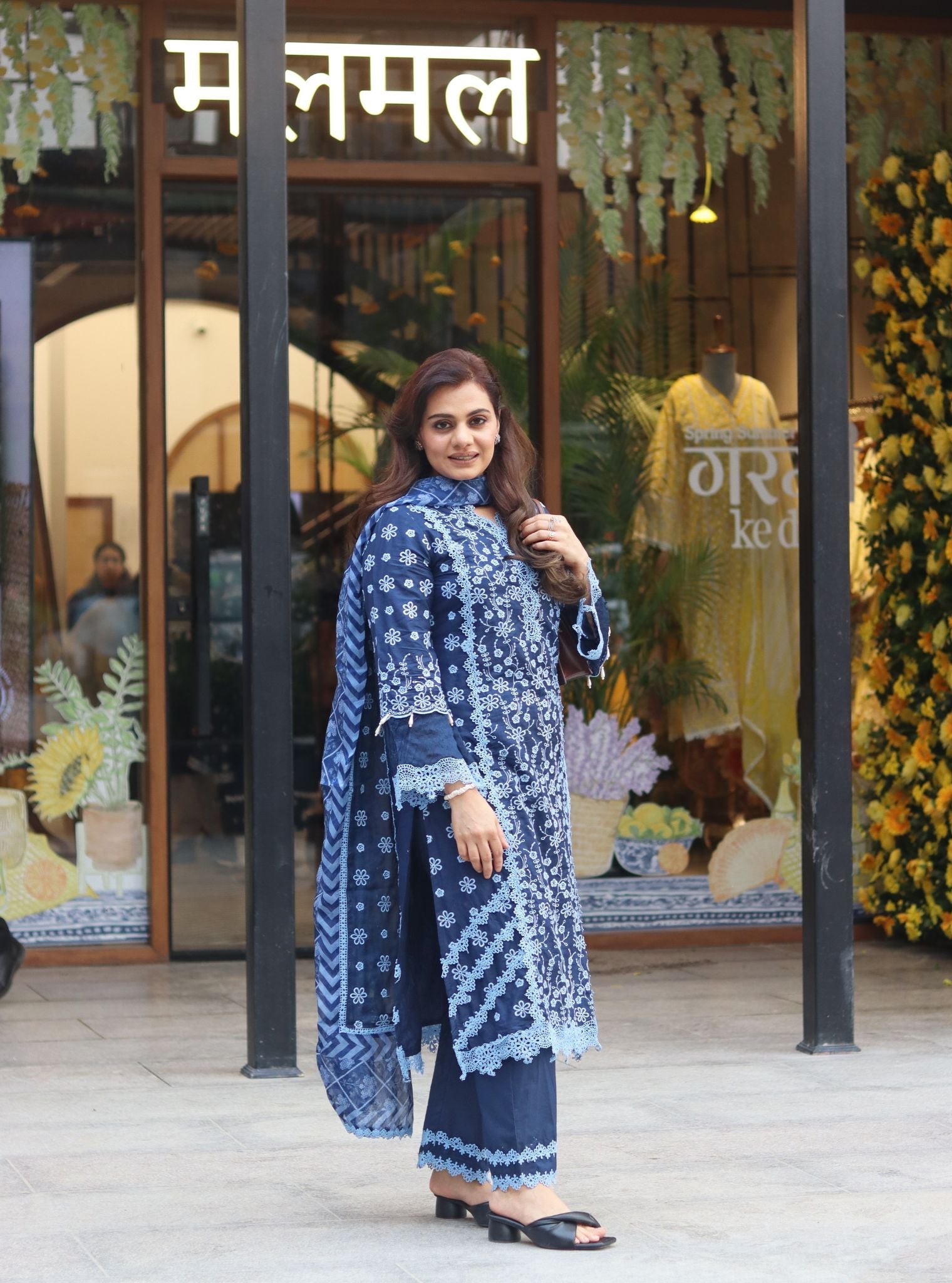 Adhira Supima Cotton Navy Kurta Set