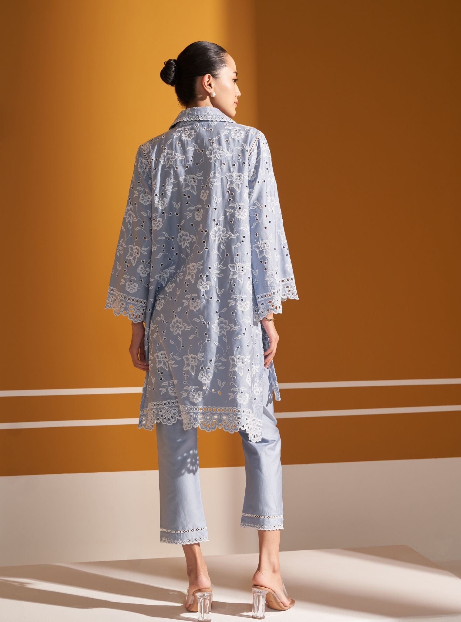 Victoria Pima Satin Blue Co-ord Set