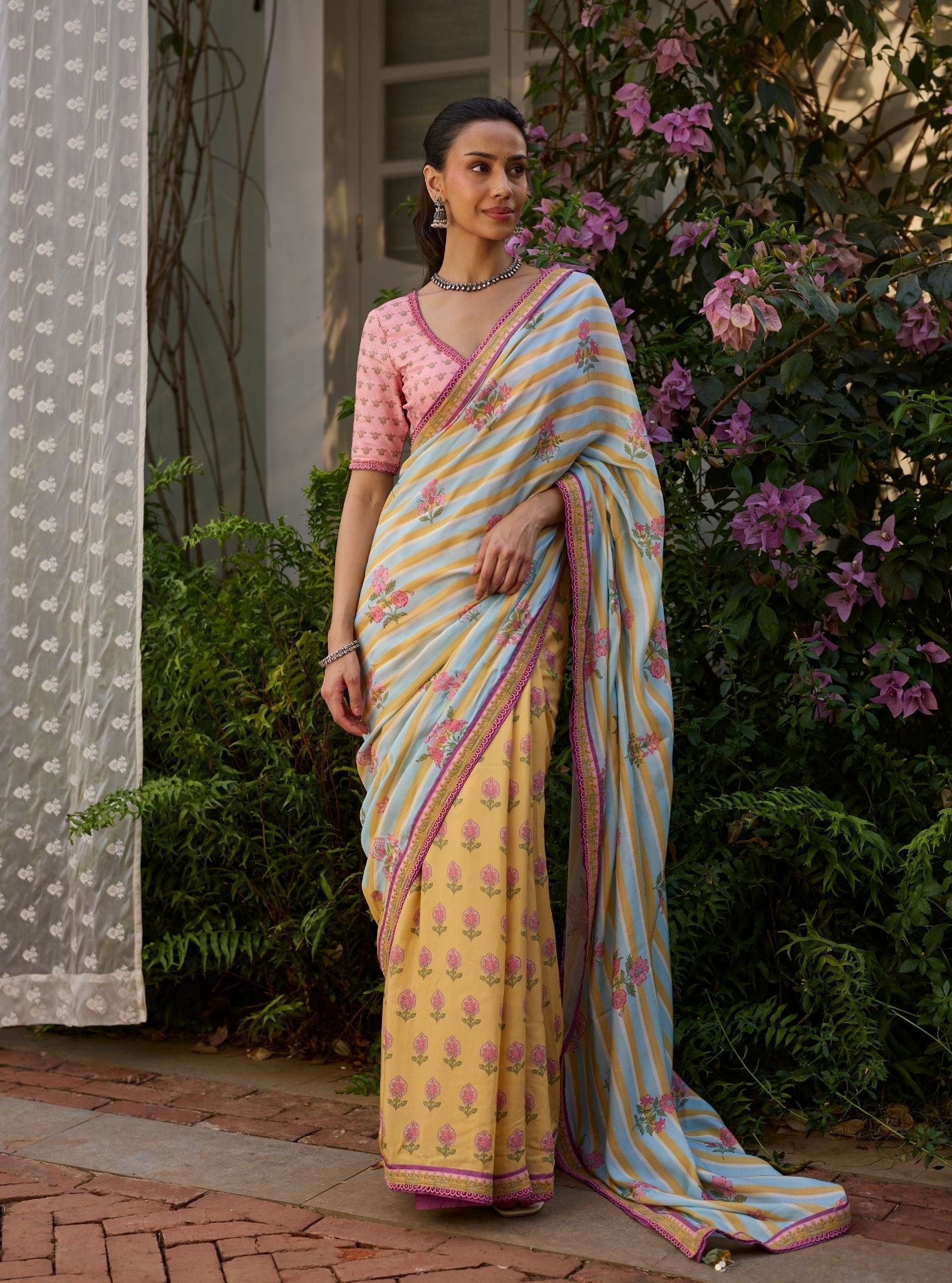 Rava Lawn Printed Yellow Saree