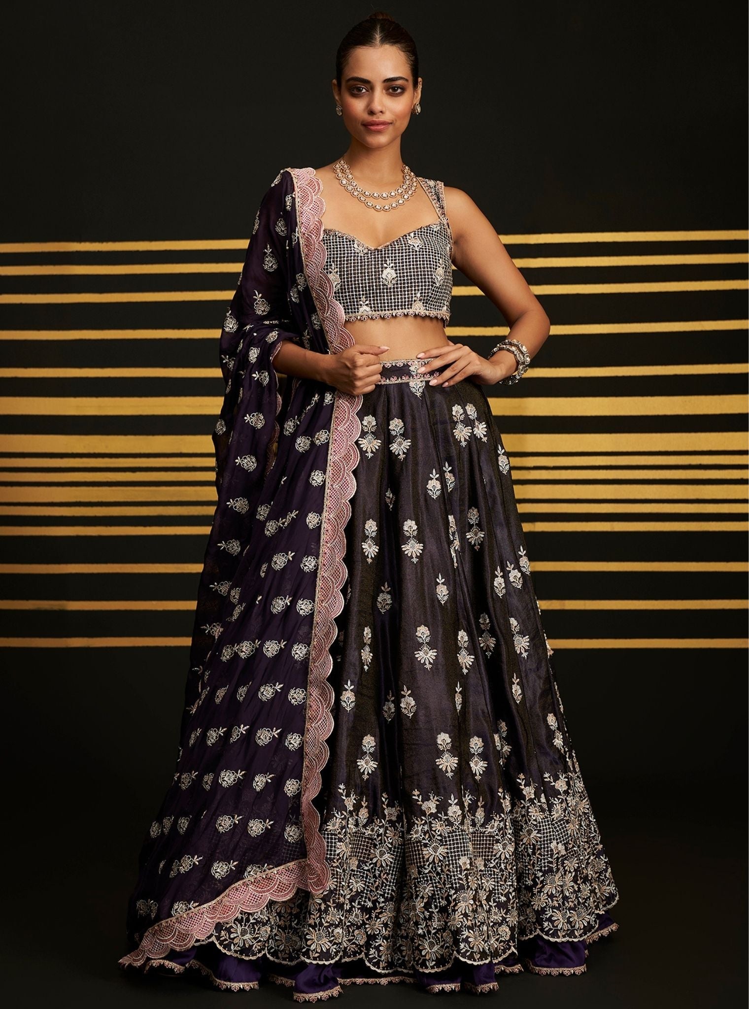 Mulmul Organza Sathi Purple Dupatta