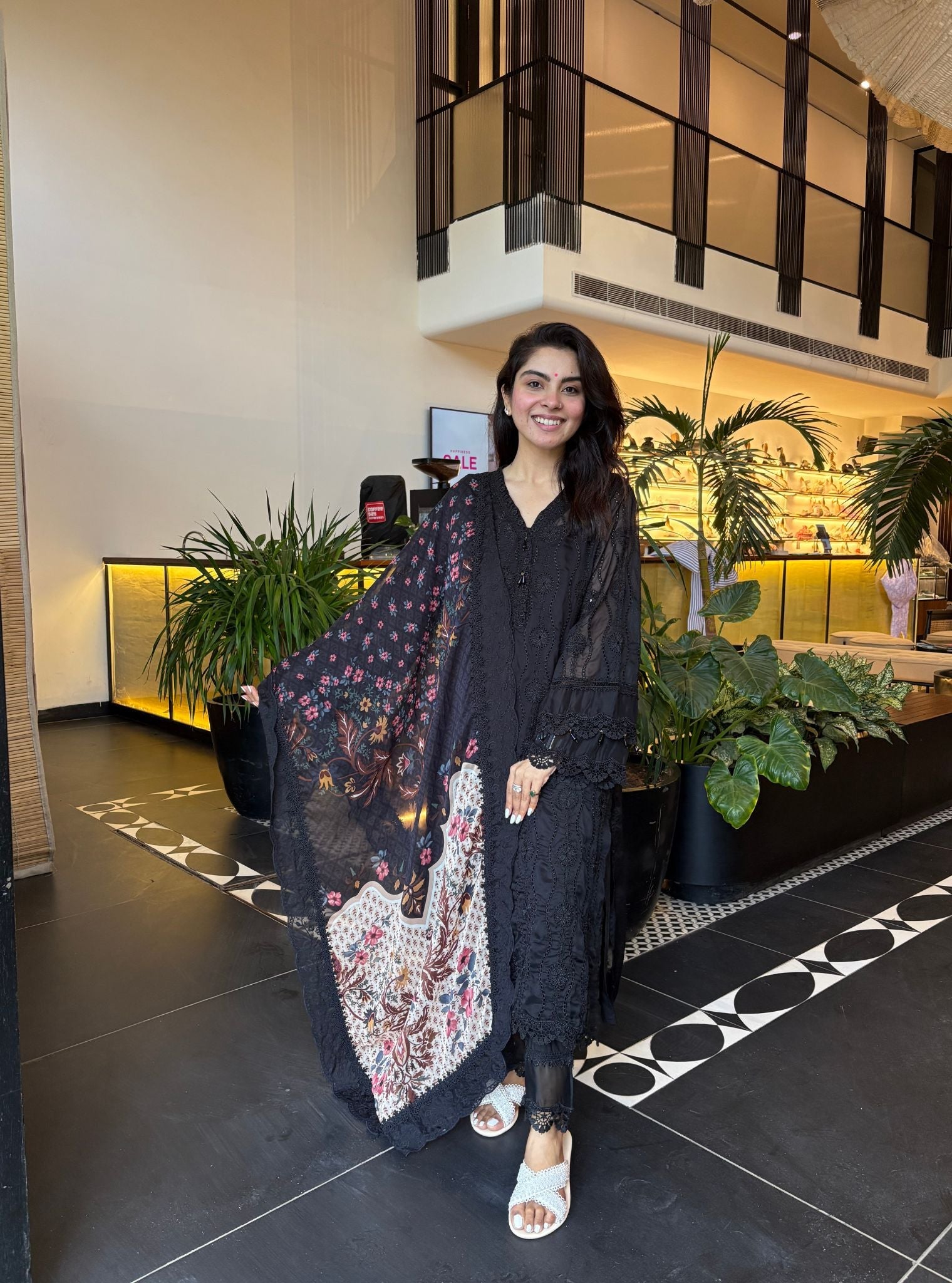 Izetta Organza Black Kurta Set