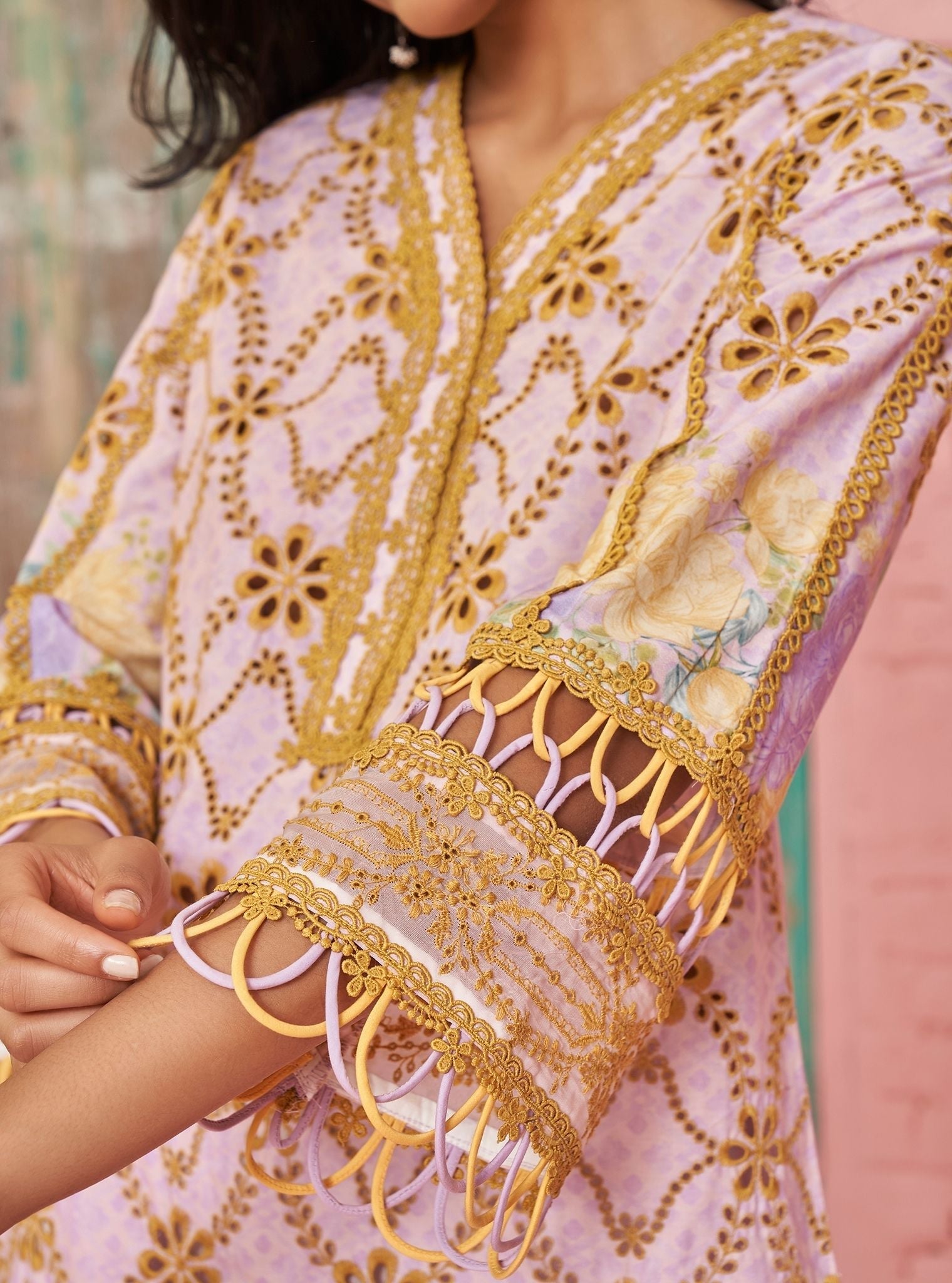 Poema Supima Cotton Printed Pink Kurta Set