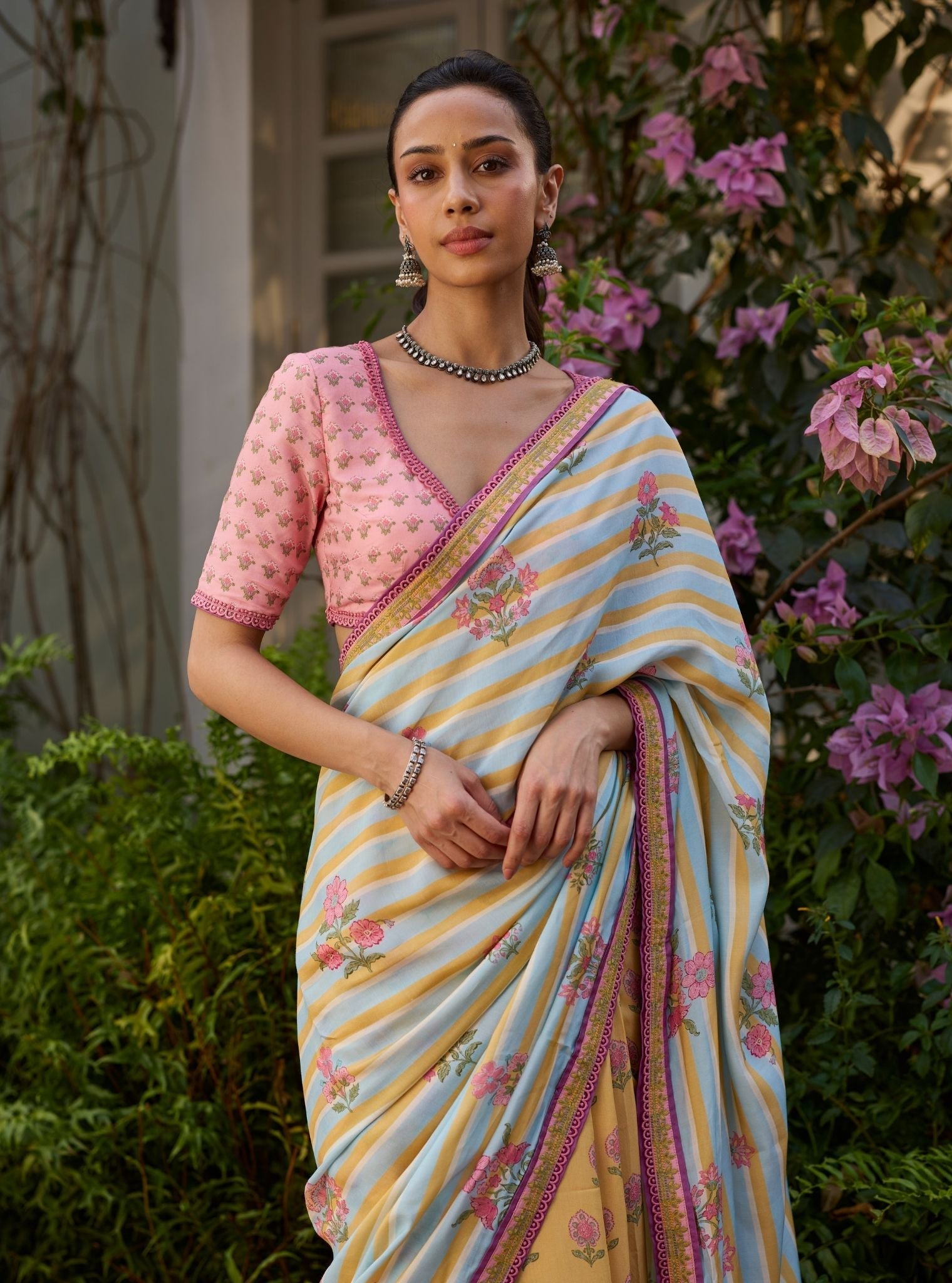 Rava Lawn Printed Yellow Saree
