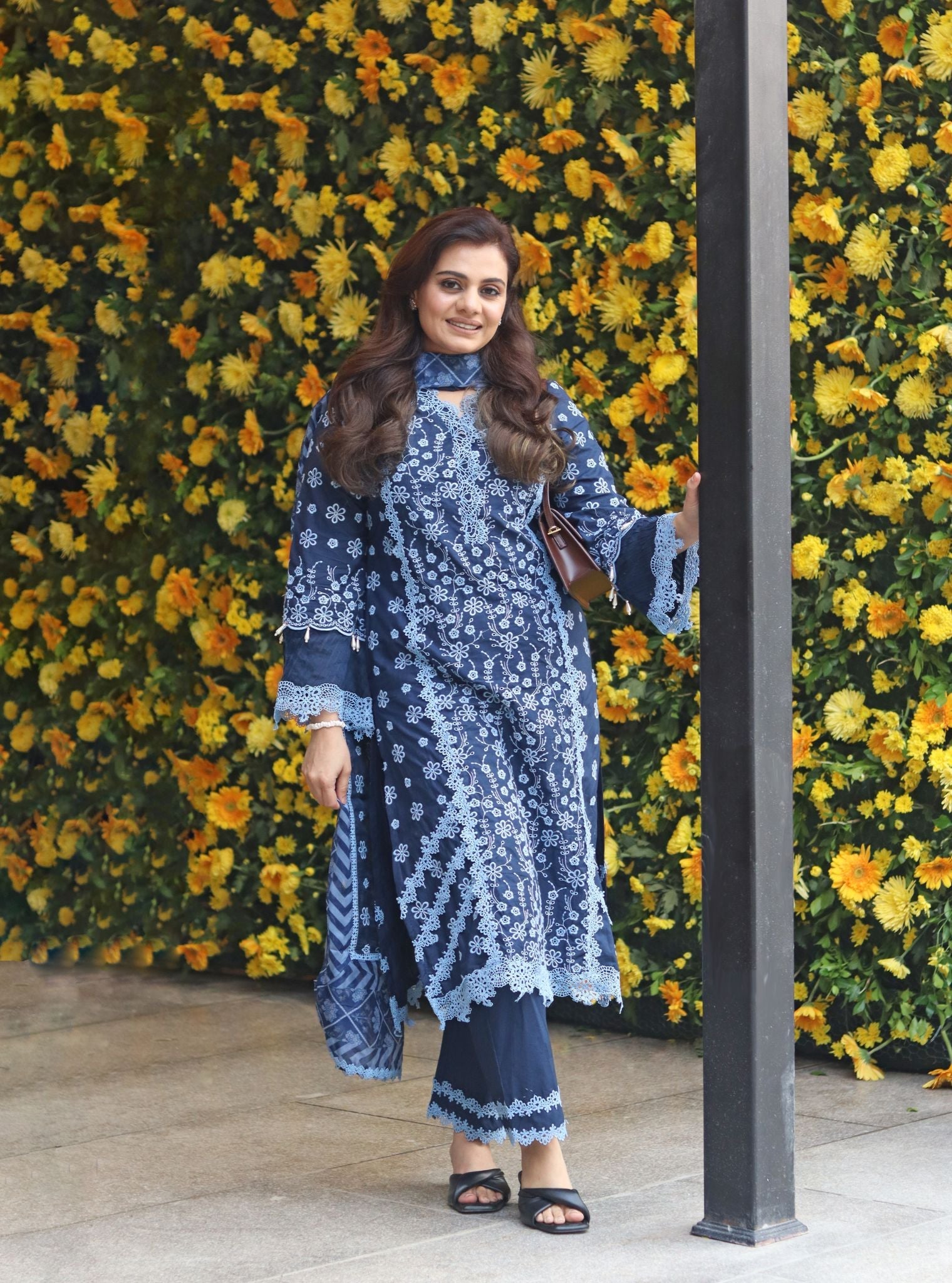 Adhira Supima Cotton Navy Kurta Set