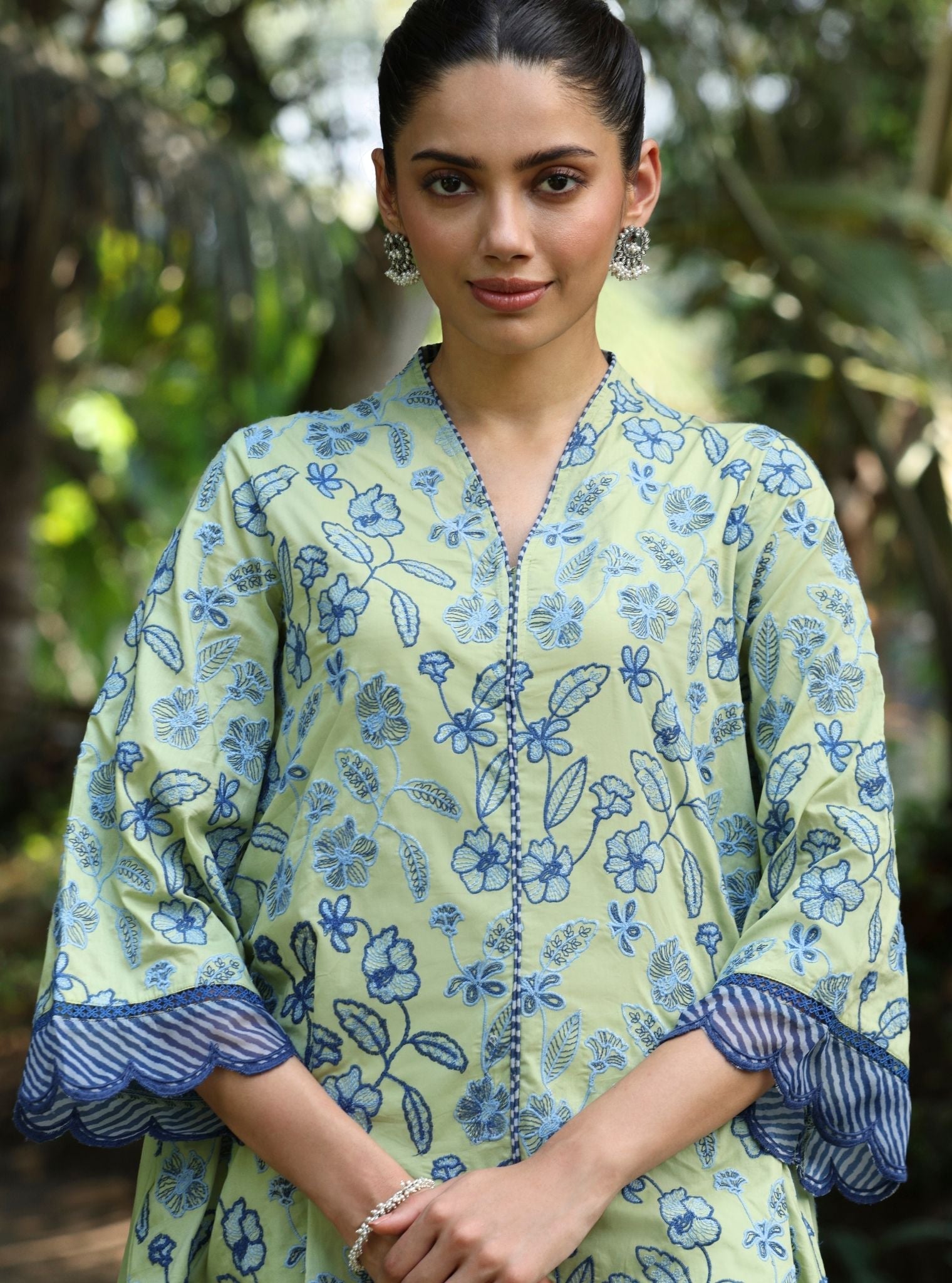 Abia Supima Cotton Light Green kurta Set