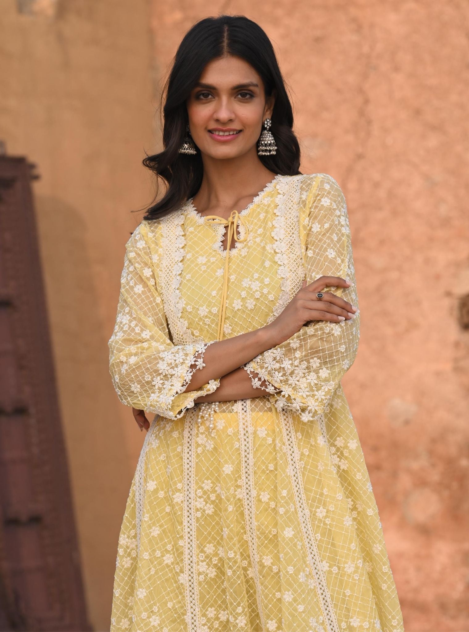 Zola Organza Yellow Anarkali Kurta Set