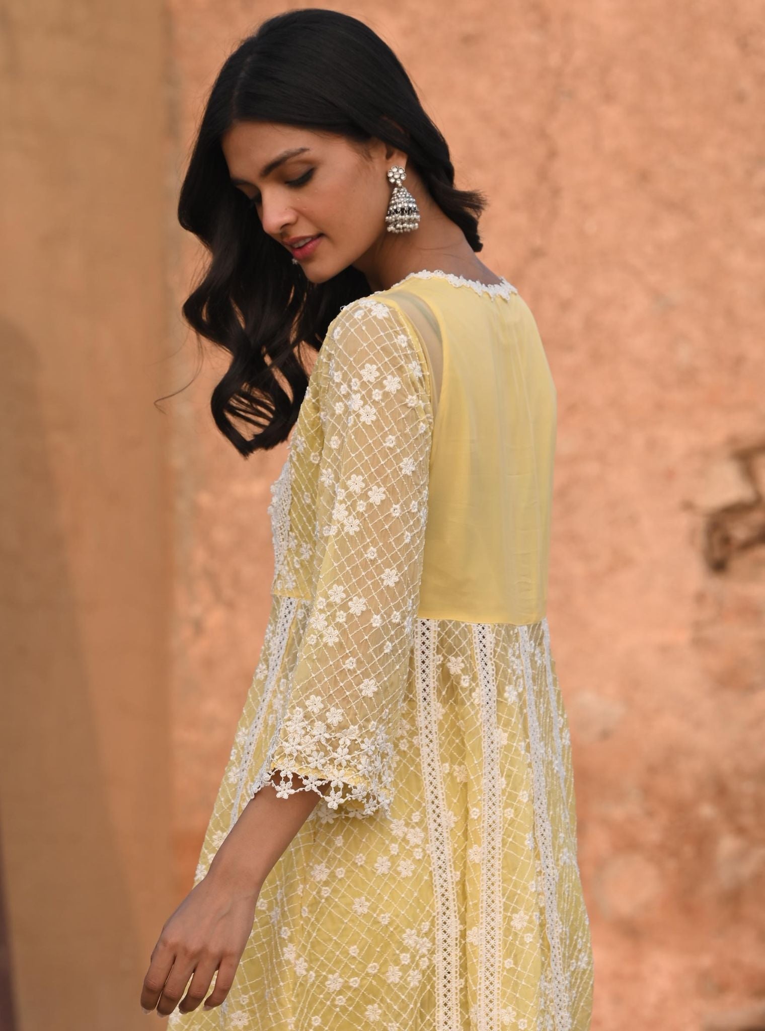 Zola Organza Yellow Anarkali Kurta Set