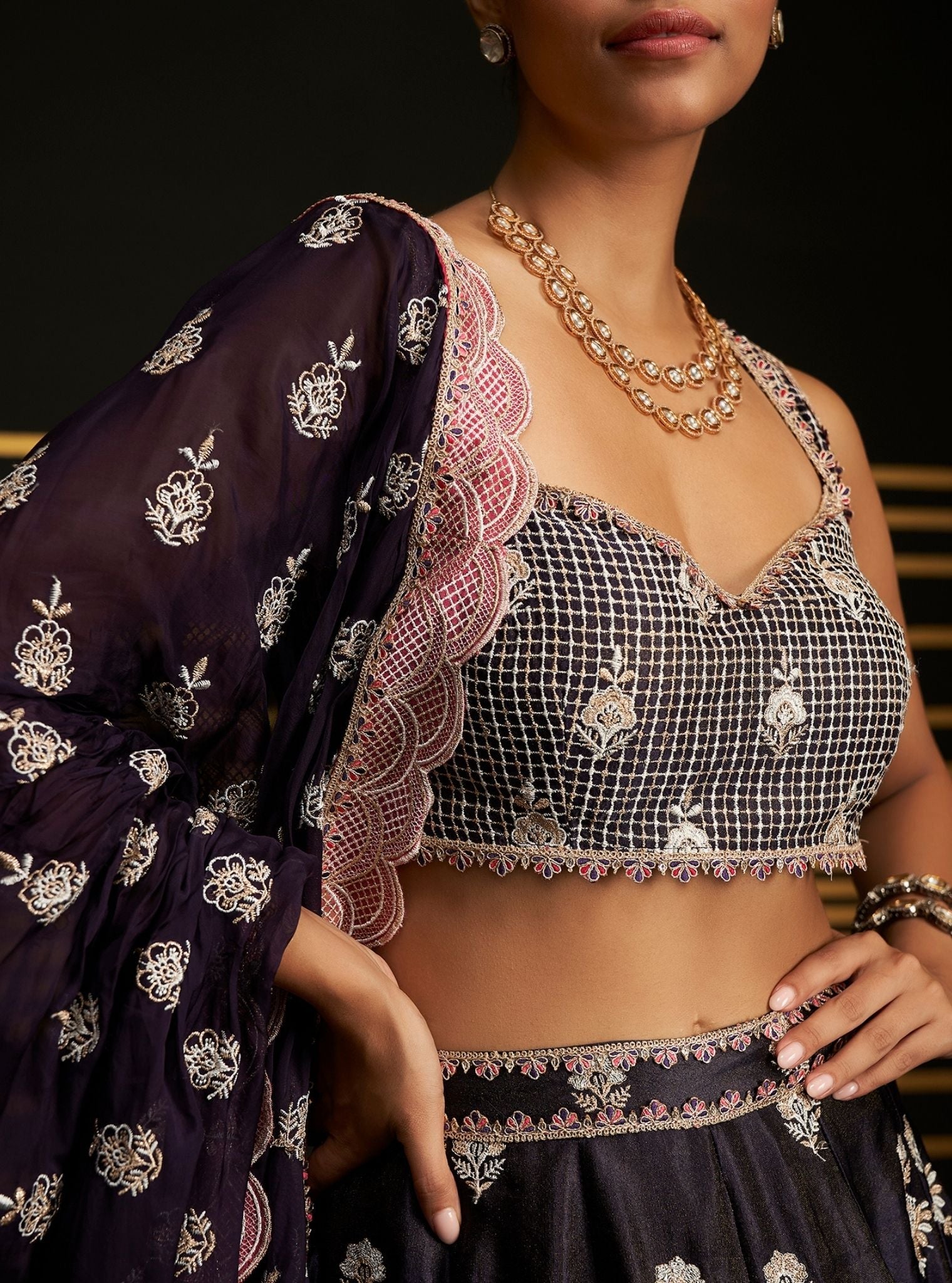 Sathi Luxe Tissue Purple Lehenga