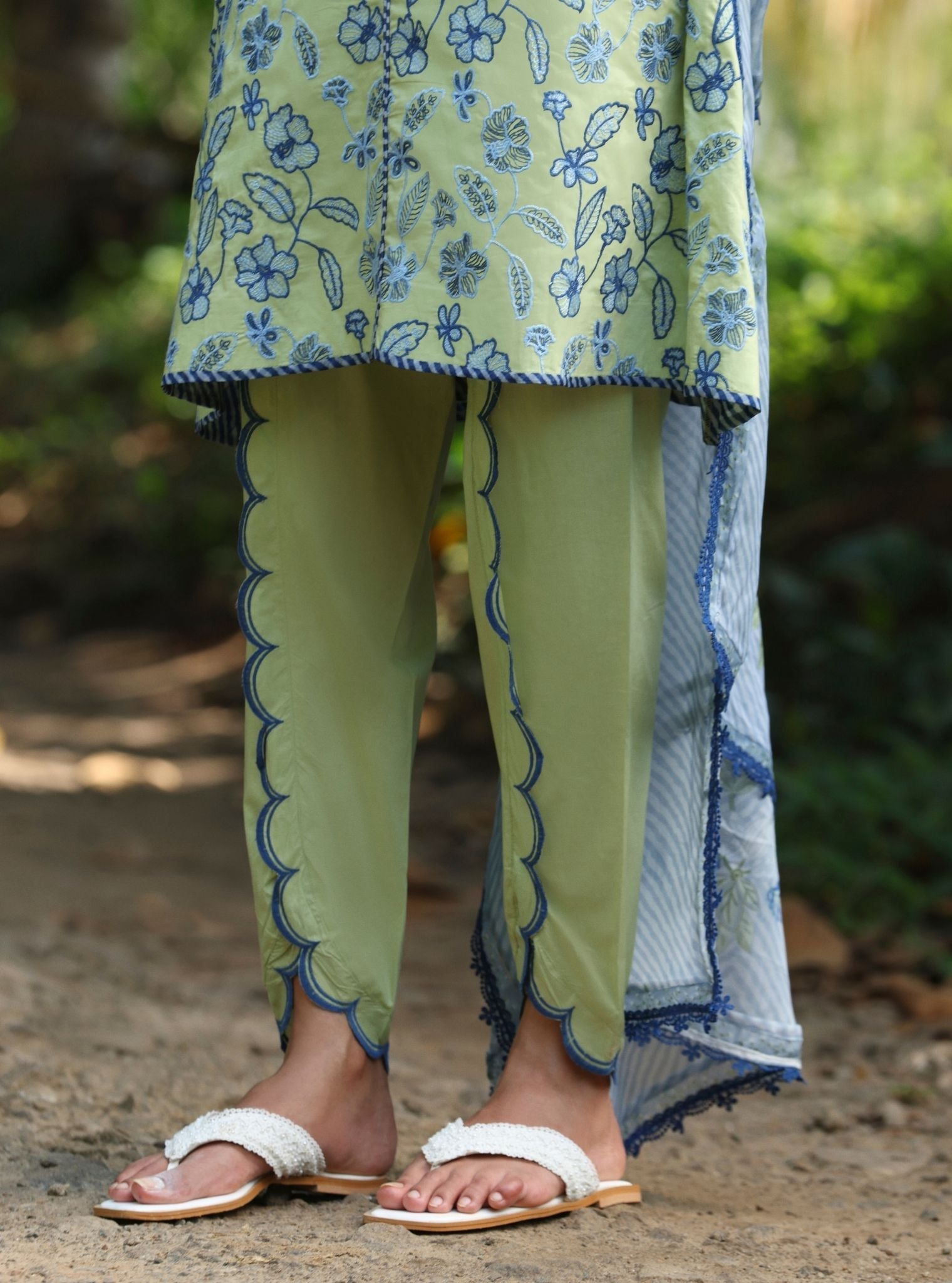 Abia Supima Cotton Light Green kurta Set
