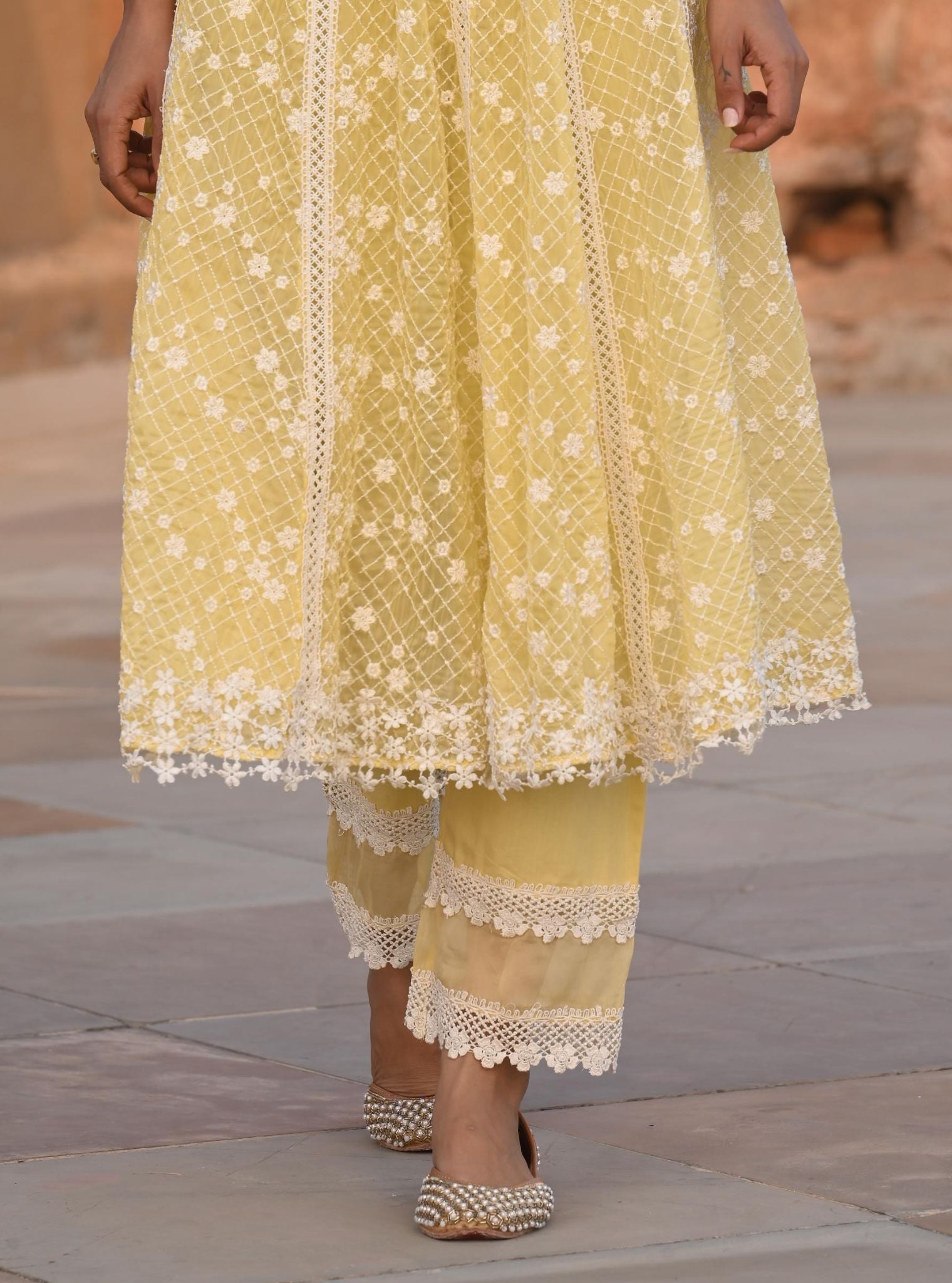 Zola Organza Yellow Anarkali Kurta Set