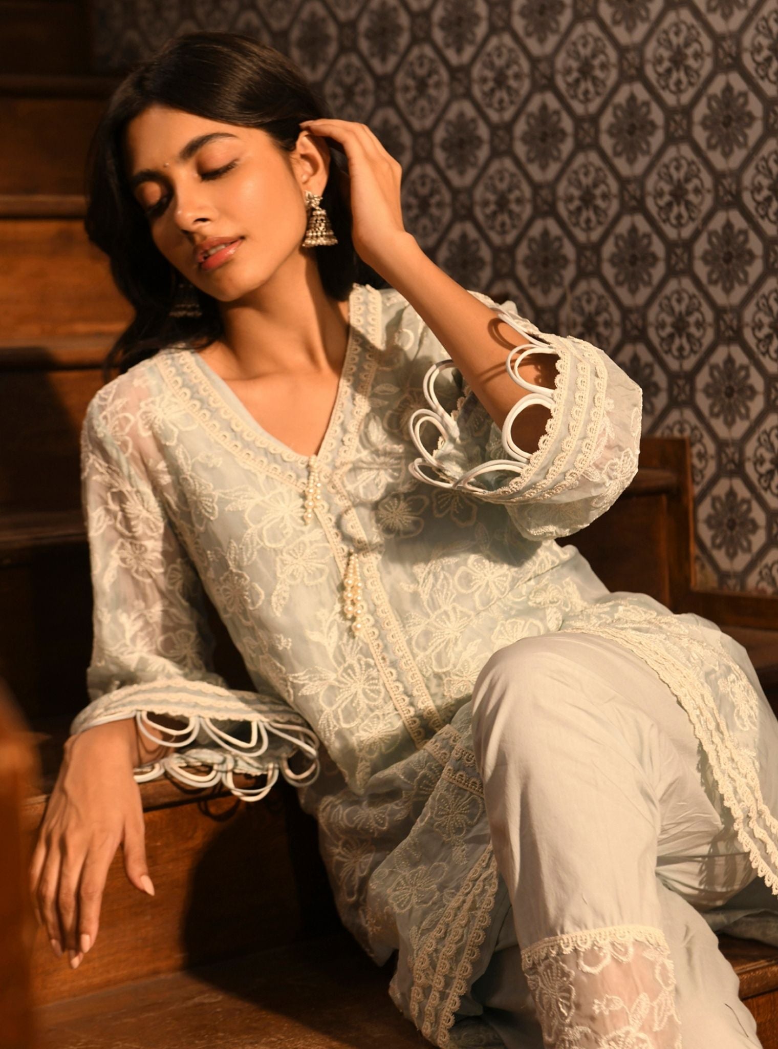 Alma Organza Light Blue Kurta Set