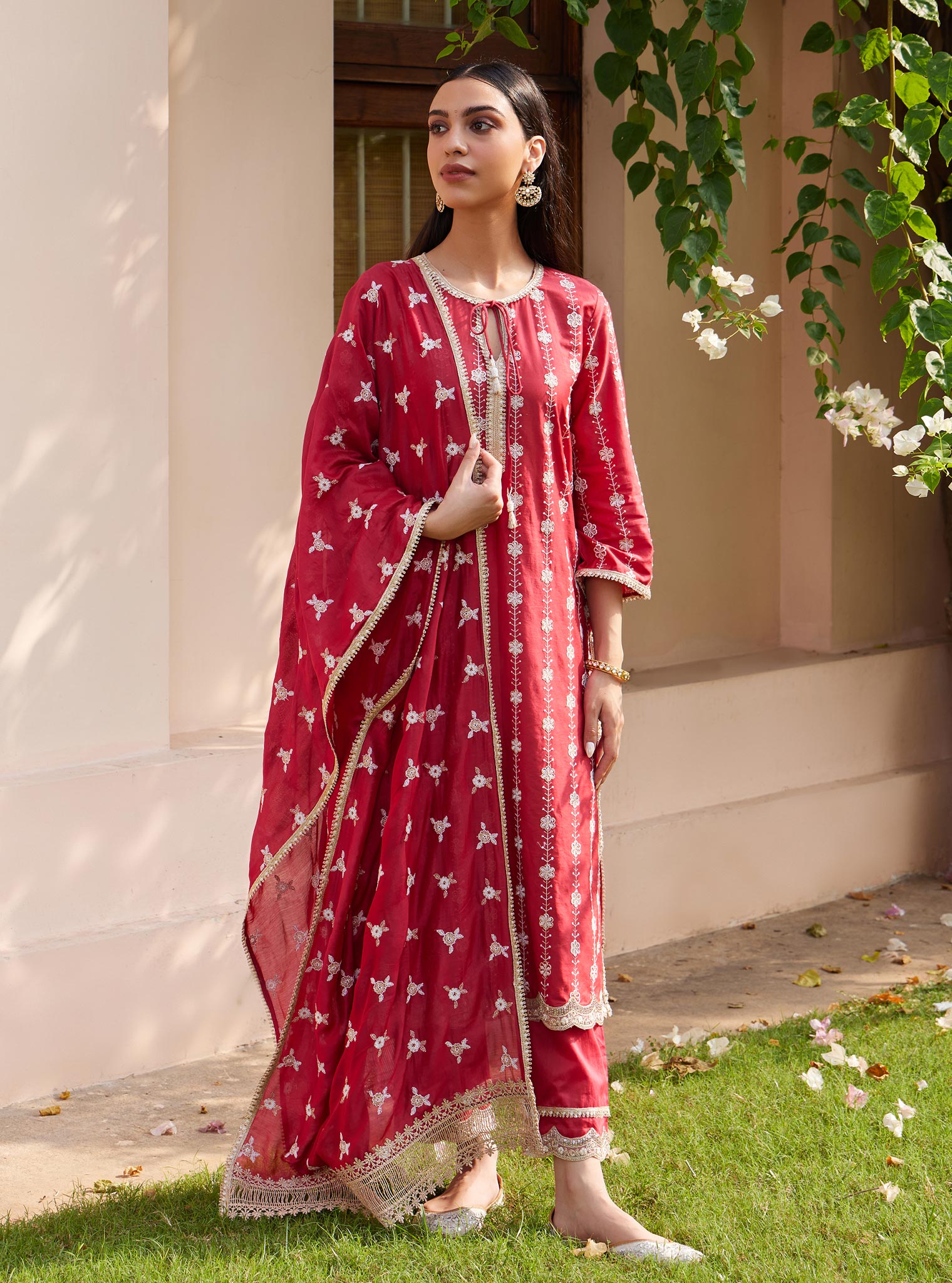 Jheel Pima Red Kurta Set