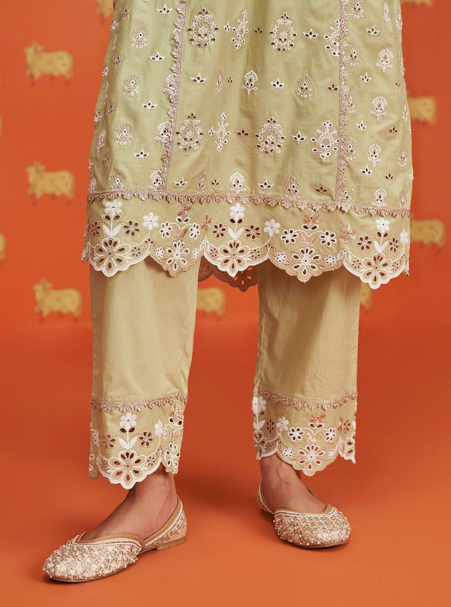 Lamai Supima Cotton Green Kurta Set