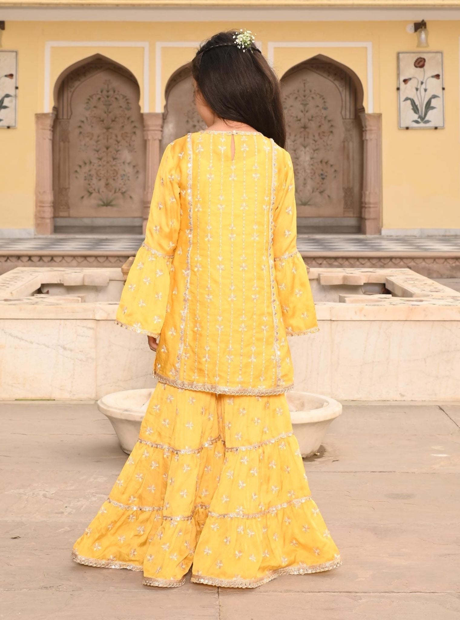 Pyaari Modal Satin Yellow Kurta with Garara Set
