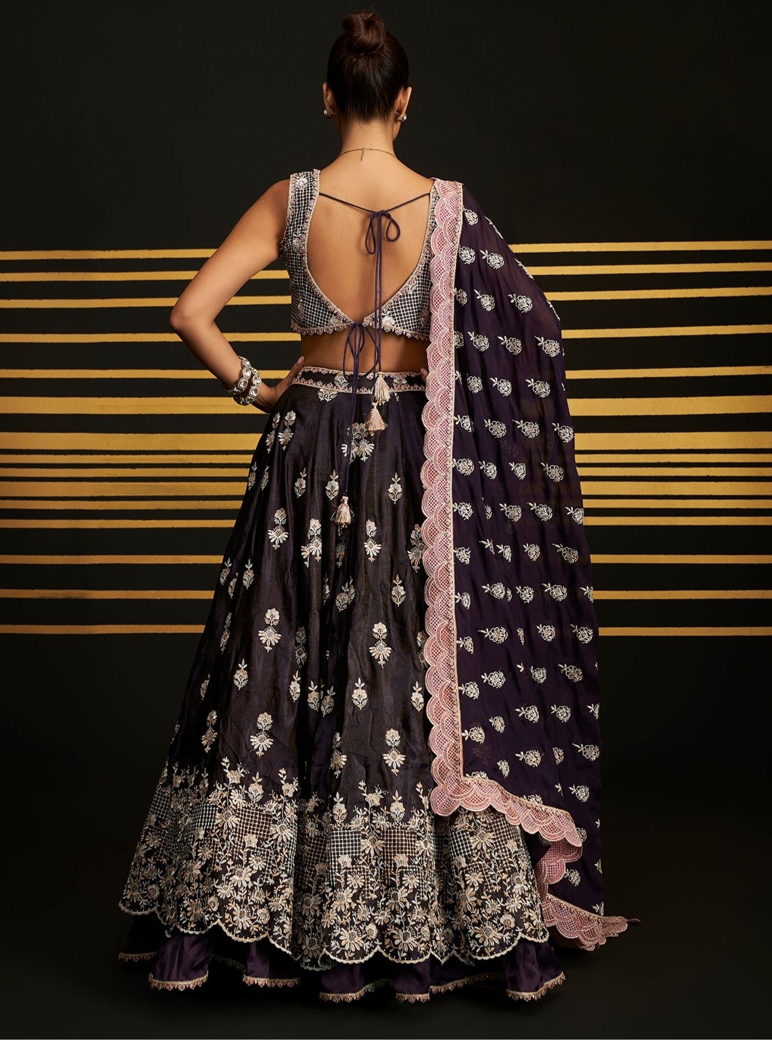 Mulmul Organza Sathi Purple Dupatta