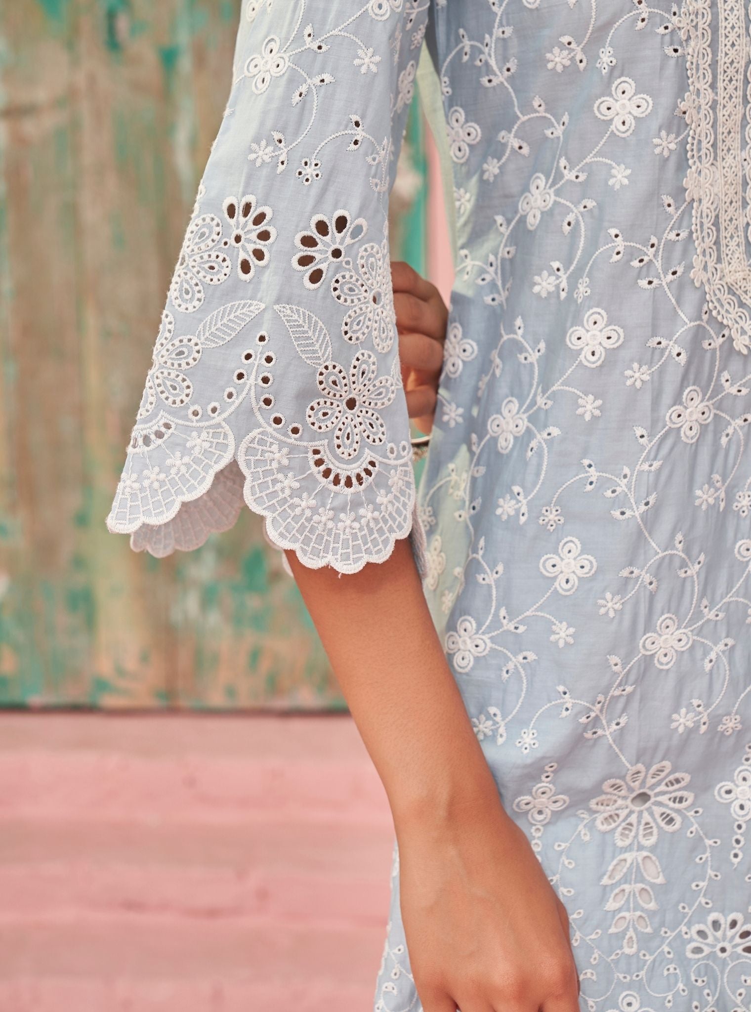 Gauri Supima Cotton Light Blue Kurta Set