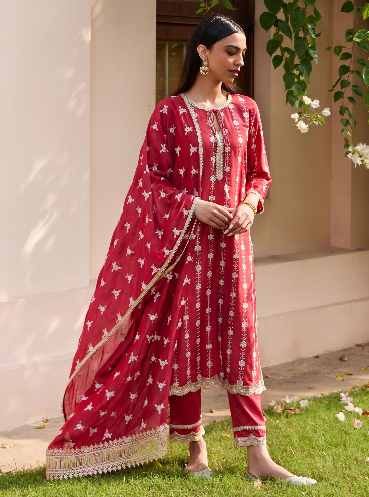 Jheel Pima Red Kurta Set