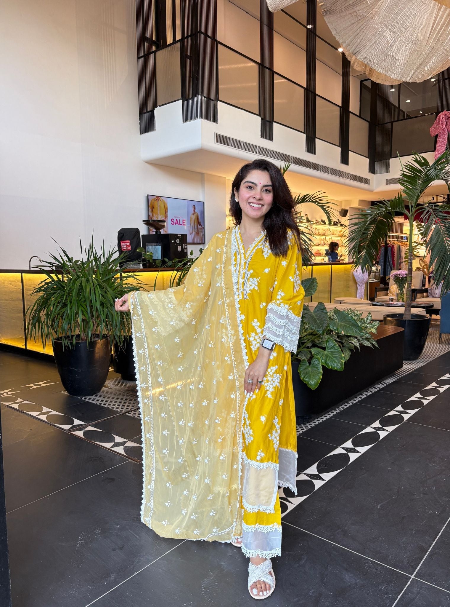 Lola Supima Cotton Yellow Kurta with Yellow Palazzo Set