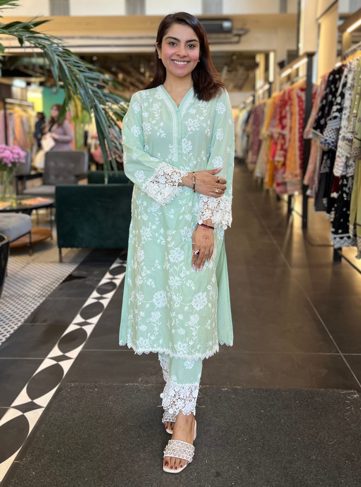 Roli Supima Cotton Green Kurta Set