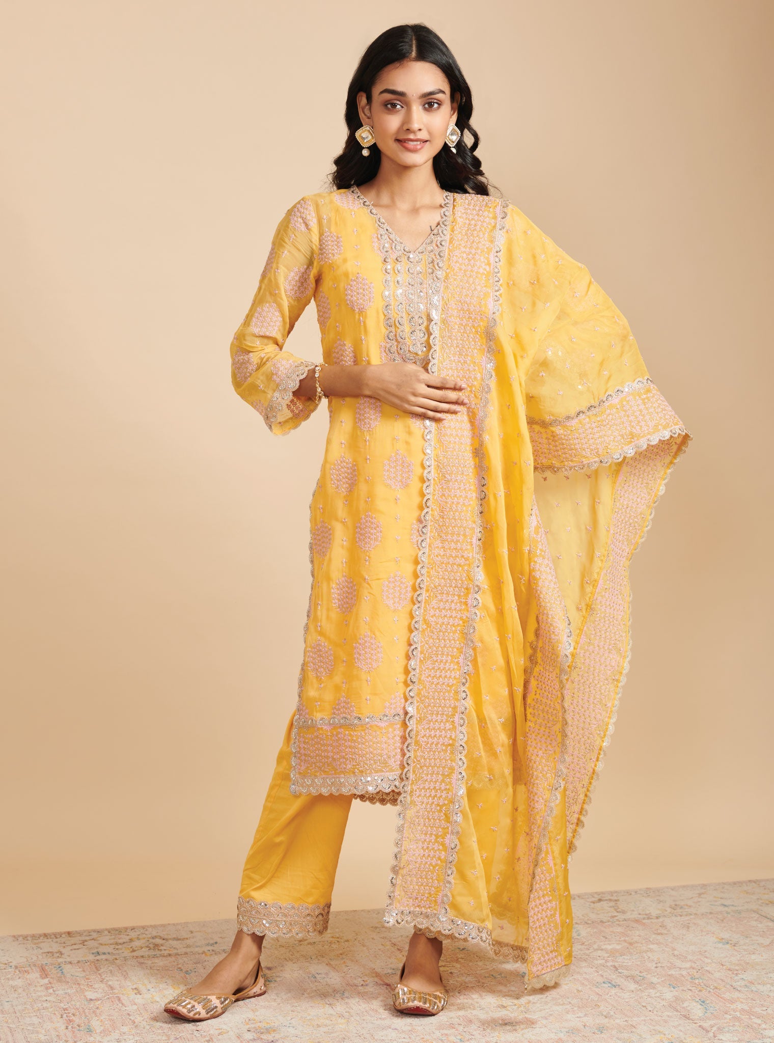 Shagna Organza Yellow Kurta Set