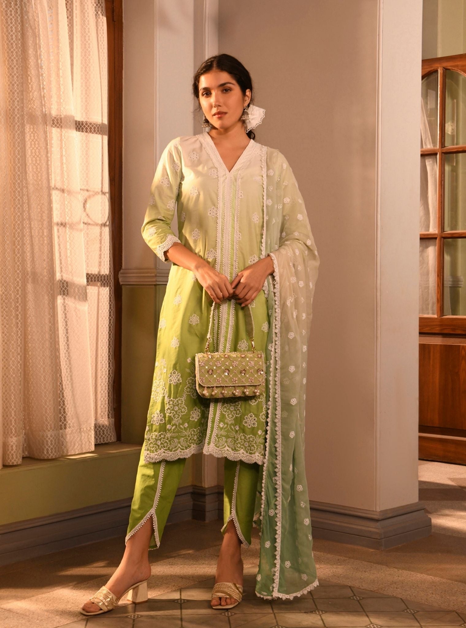 Brie Supima Cotton Green Kurta Set