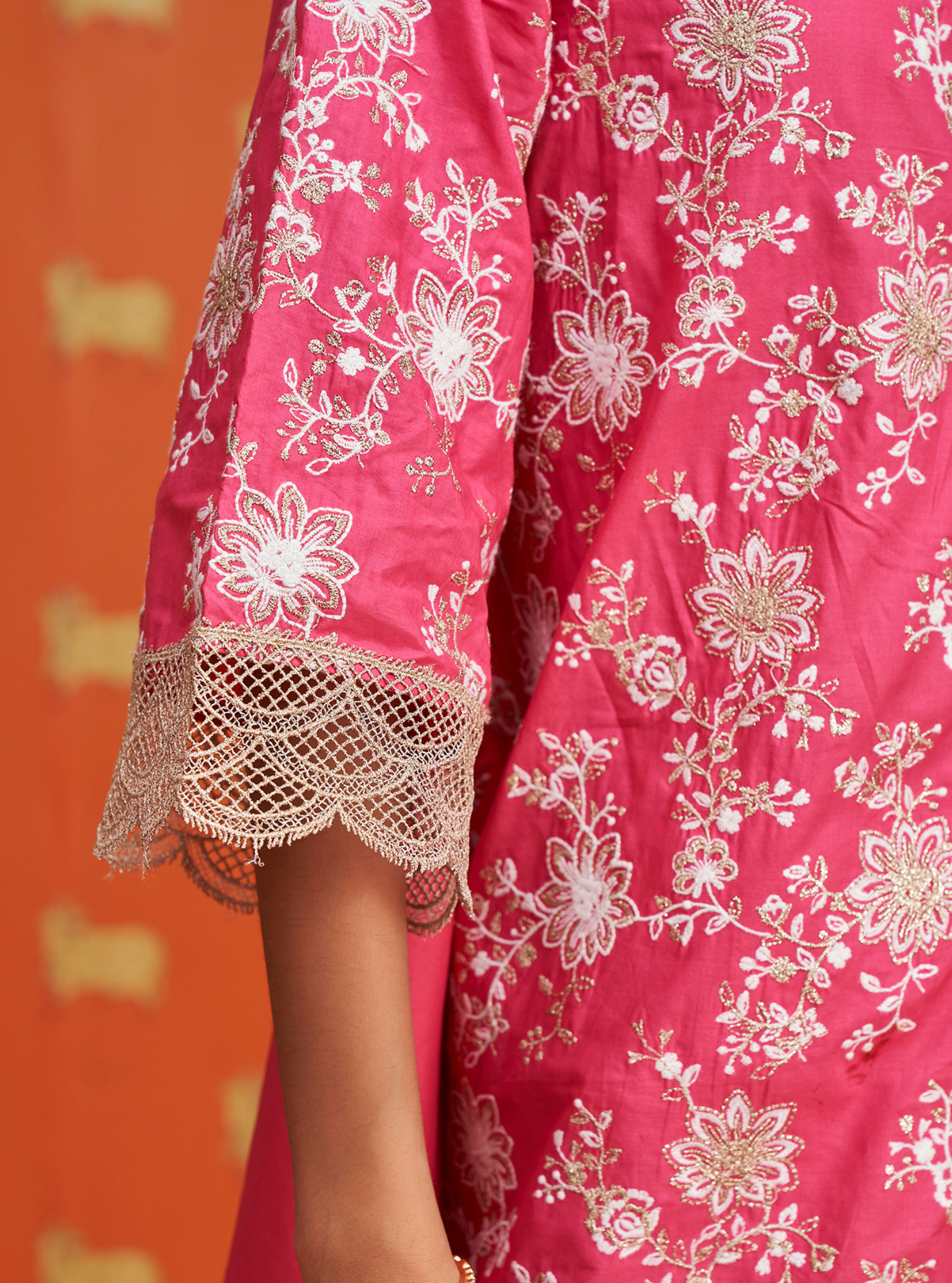 Komen Supima Cotton Fuschia Kurta Set