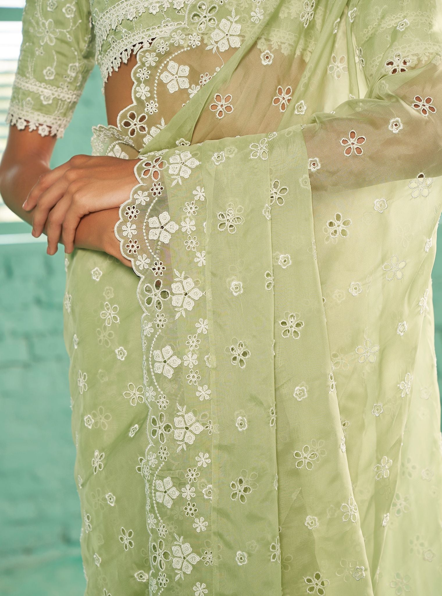 Leia Organza Green Saree
