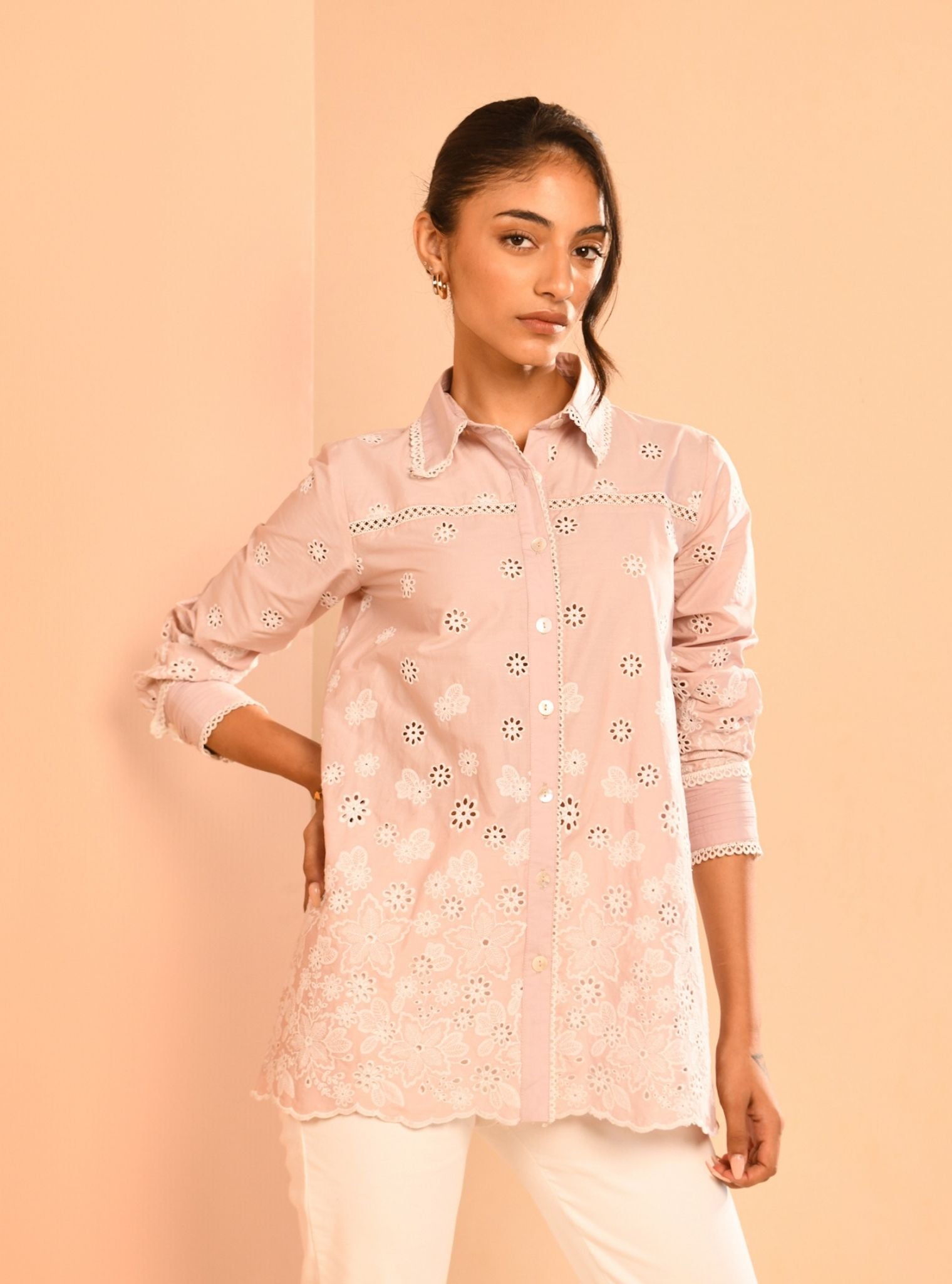 Bea Iconic Supima Cotton Dusty Pink Shirt
