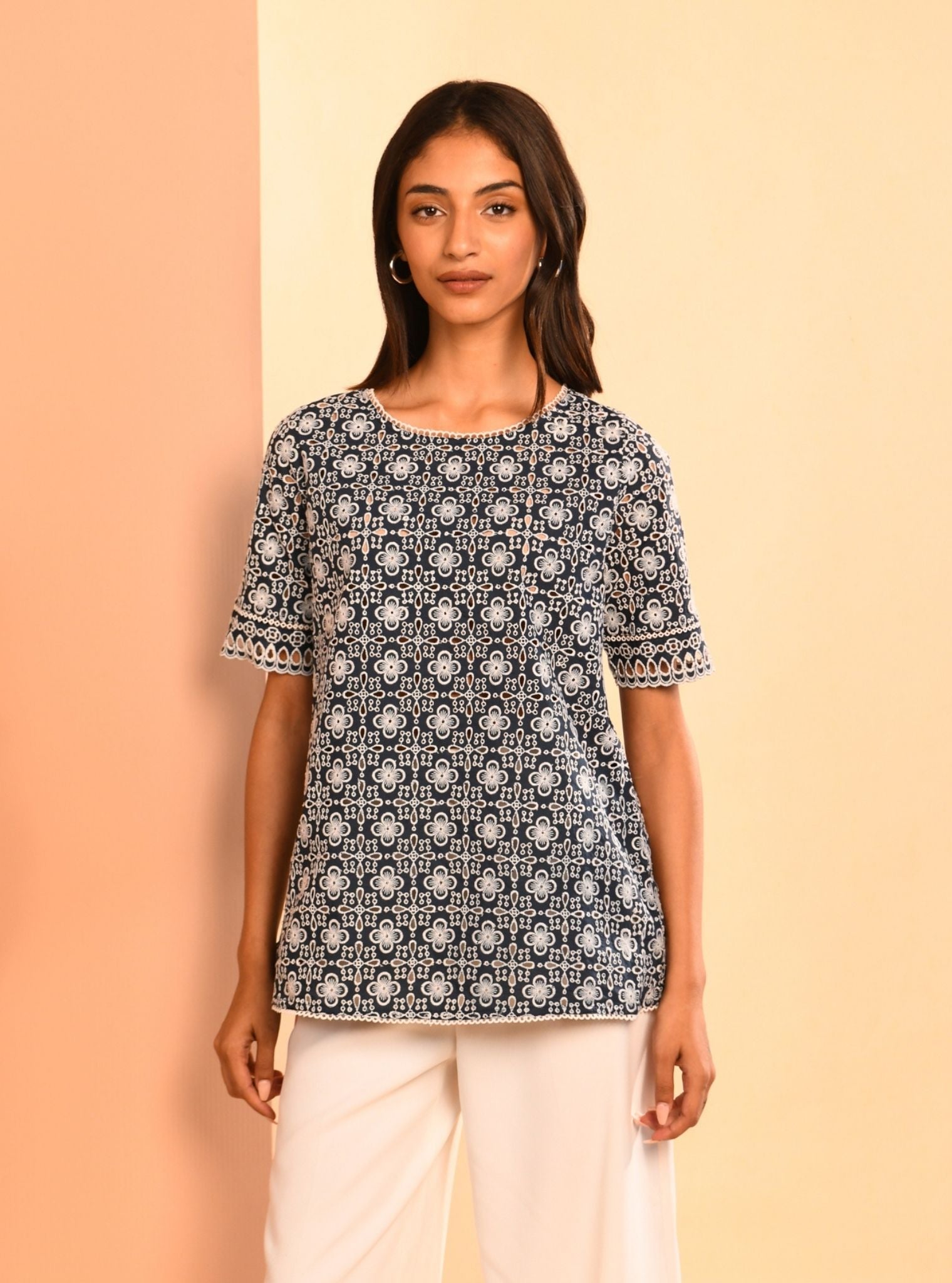 Silvia Supima Cotton Navy Top