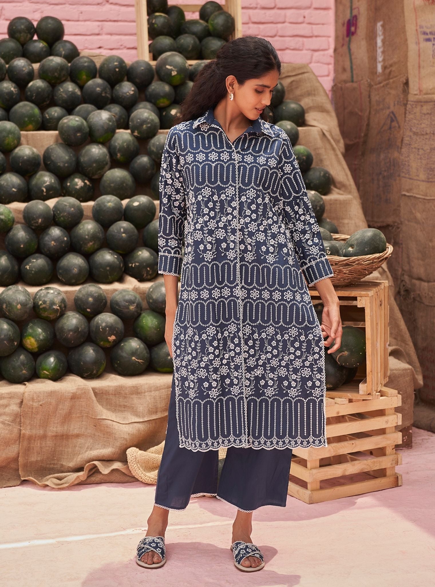 Heli Supima Cotton Navy Co-ord Set
