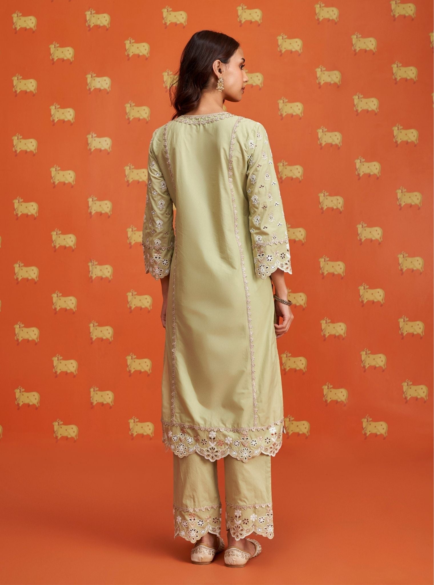Lamai Supima Cotton Green Kurta Set