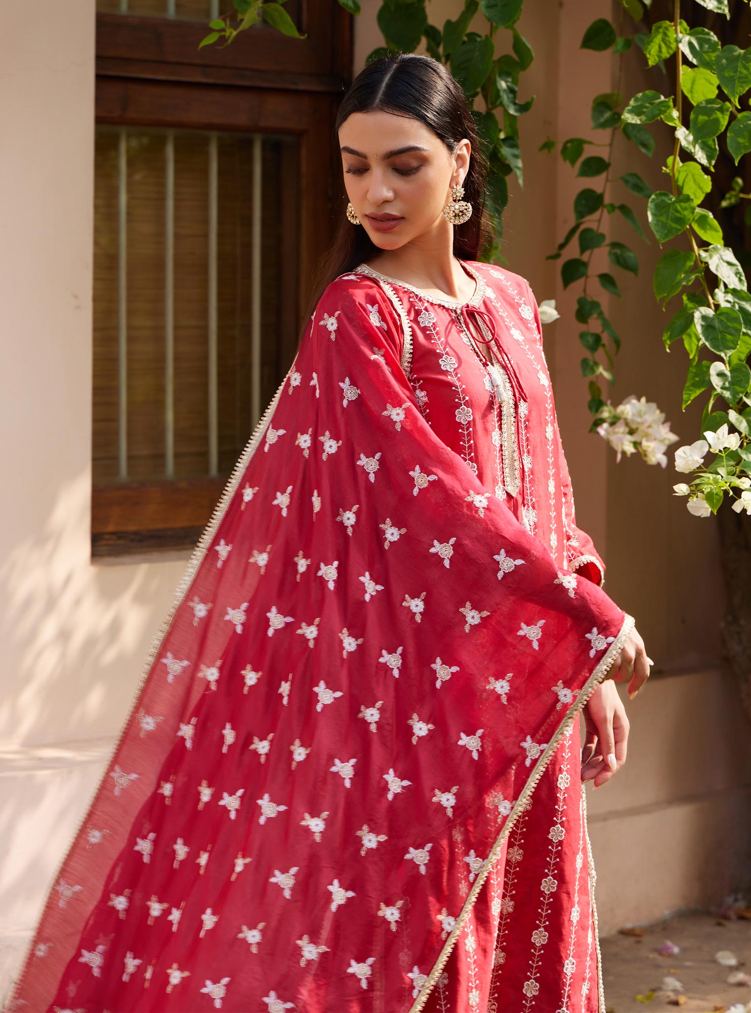 Jheel Pima Red Kurta Set