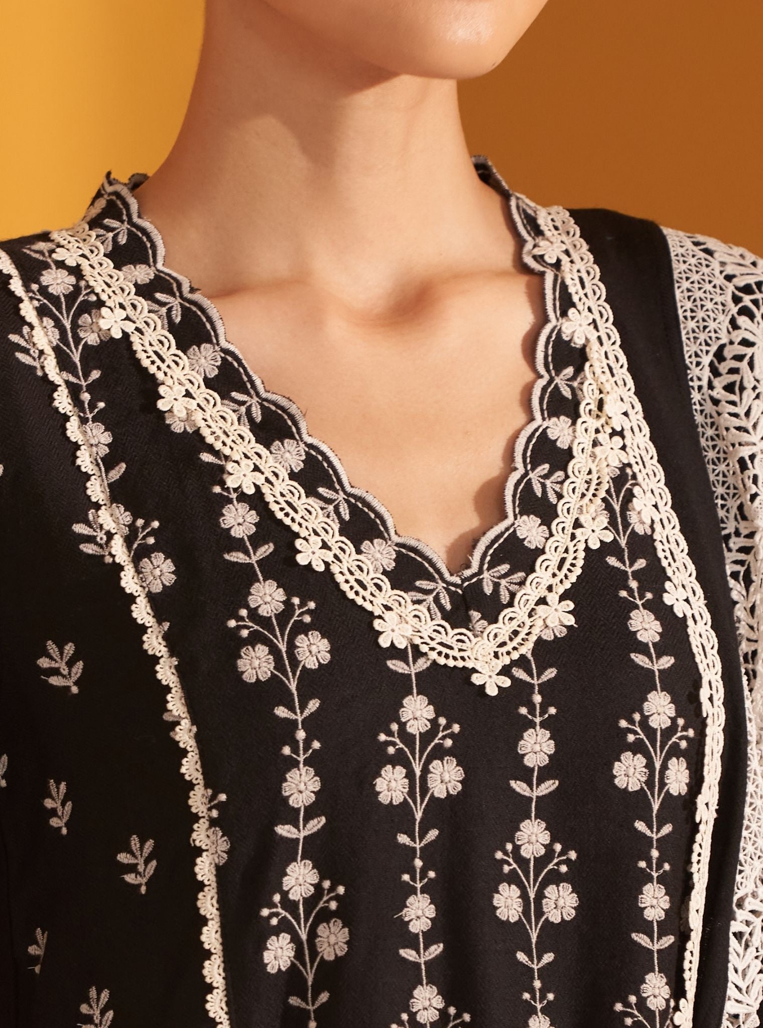 Selby Wool Black Kurta Set