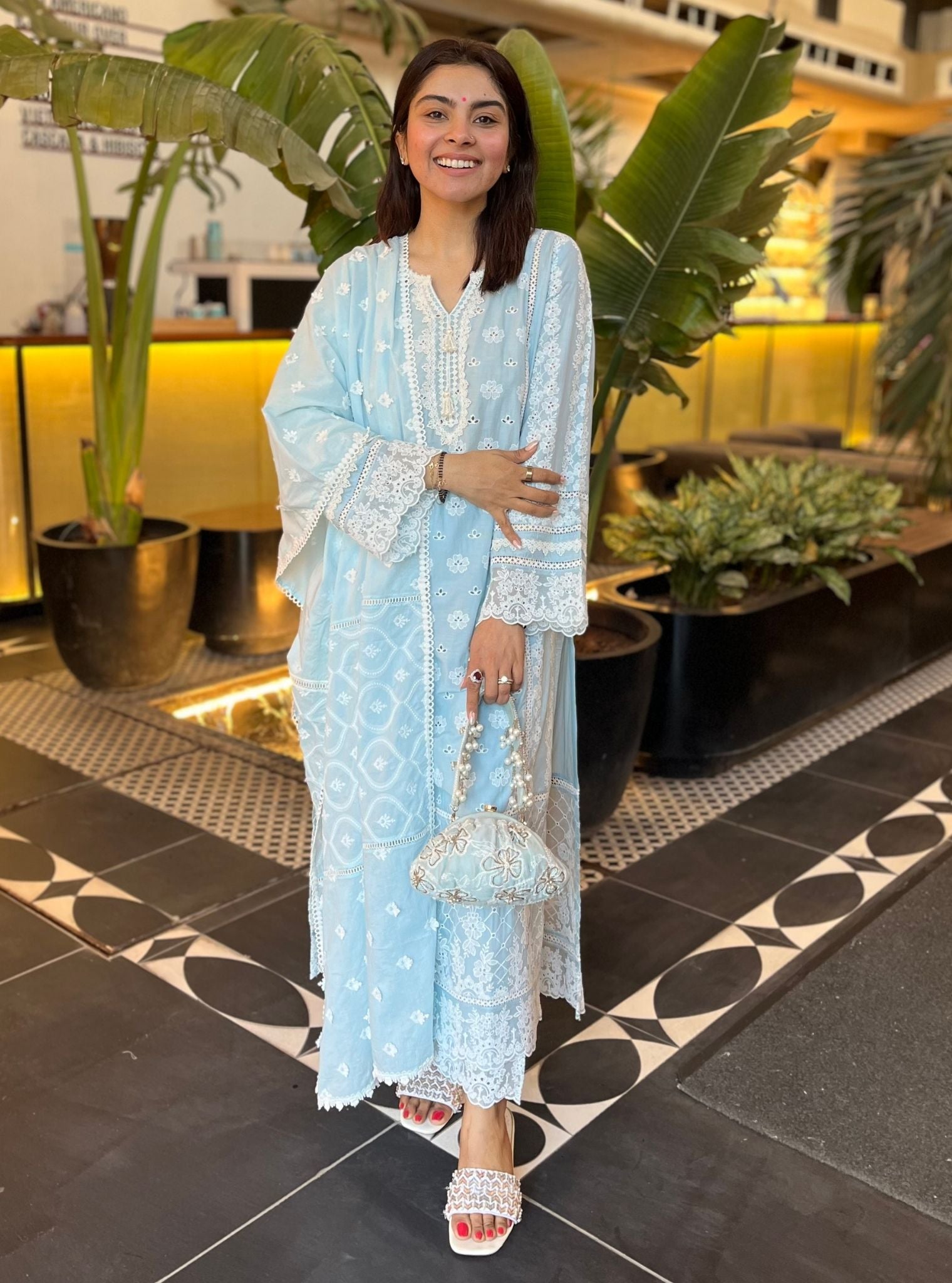 Tamaya Supima Cotton Light Blue Kurta Set
