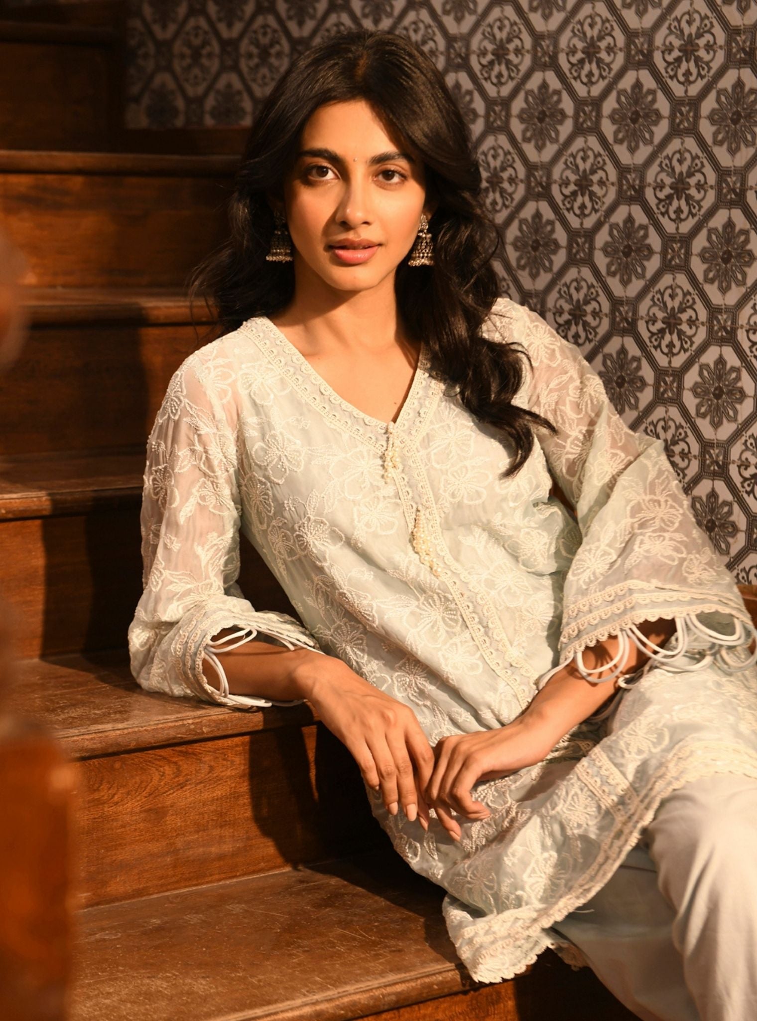 Alma Organza Light Blue Kurta Set